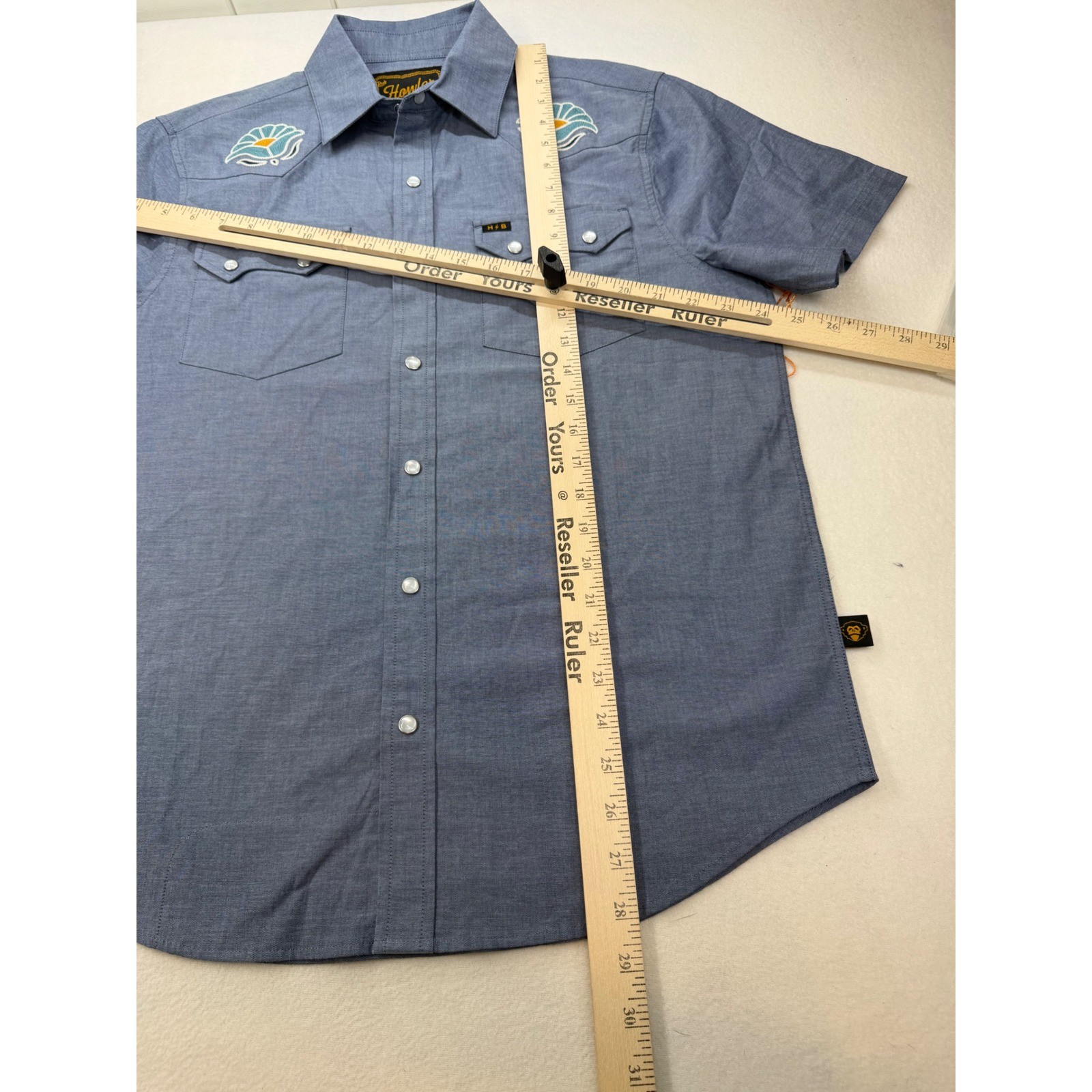 Howler Brothers Men’s Crosscut Deluxe Short Sleeve Shirt Indigo Small NWT