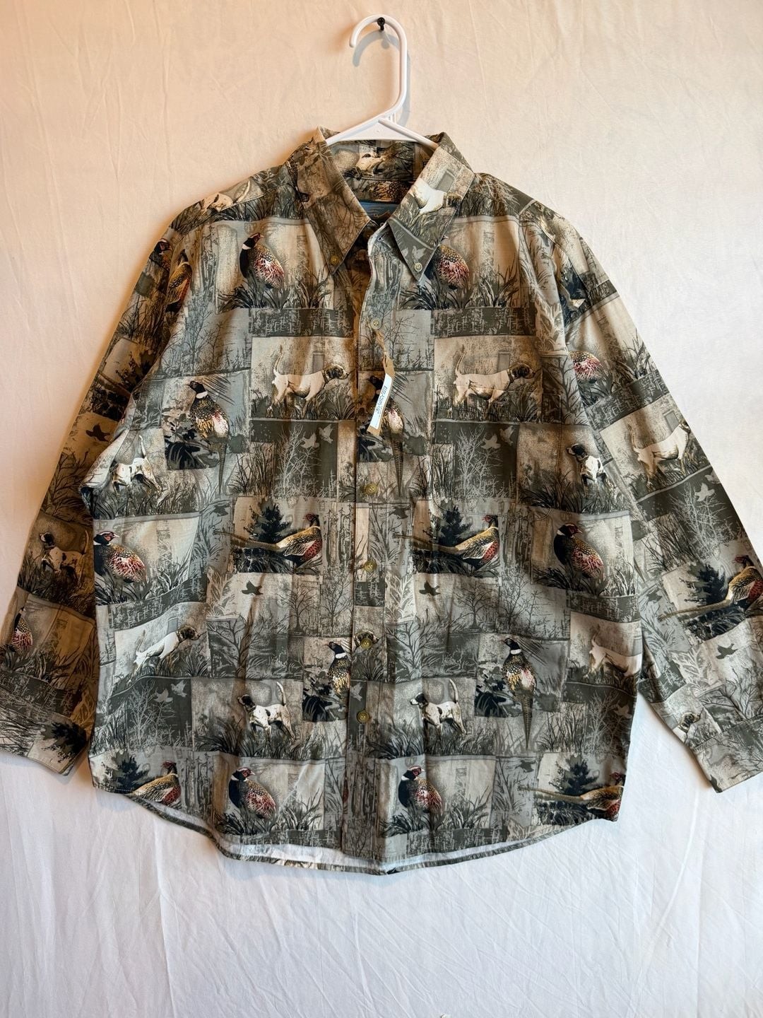 Summa Outdoor Men’s Long Sleeve Button Down Shirt Hunting Dog/Pheasant Print