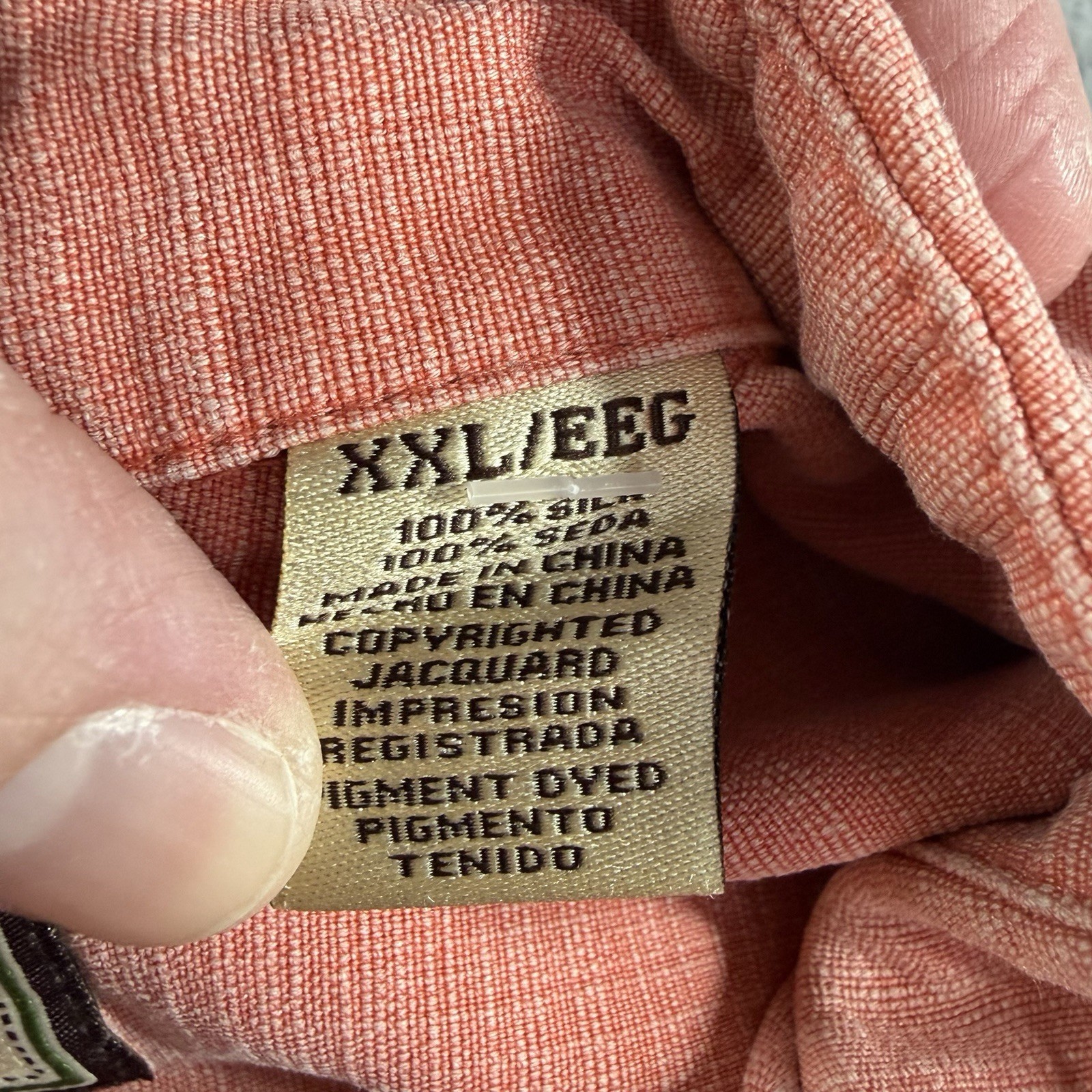 Jamaica Jaxx Silk Shirt Mens XXL Pink Salmon Coral Button Up Lightweight Beach