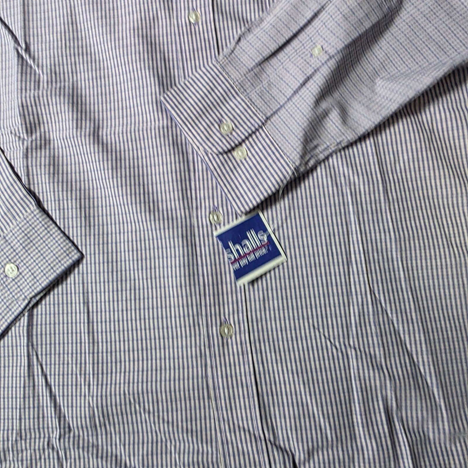 Allen Solly Mens Large Button Down Shirt Purple White Peached Poplin Check