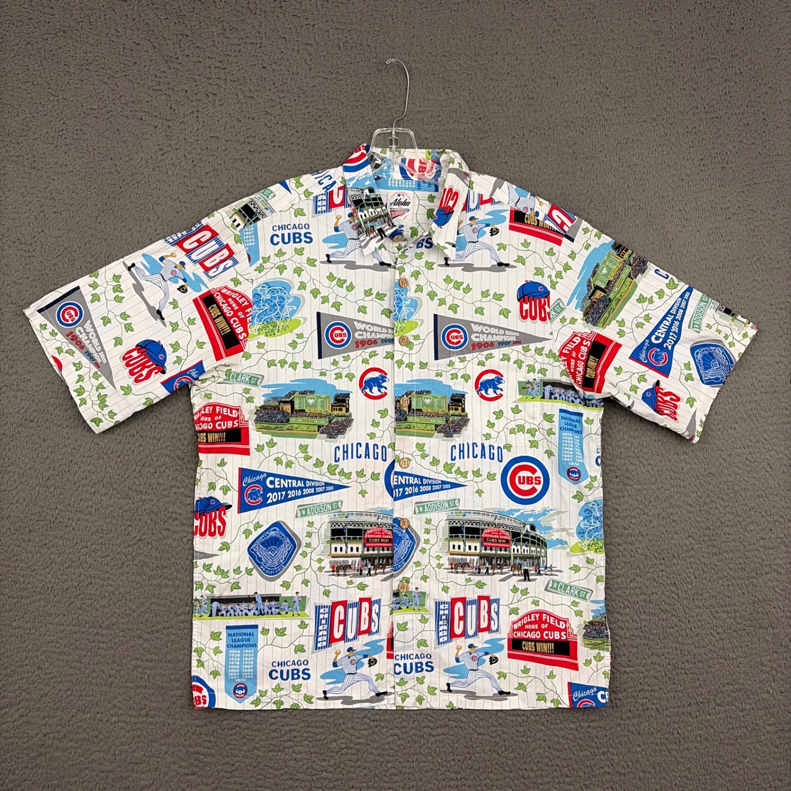 Reyn Spooner Shirt Mens Large Multicolor Chicago Cubs MLB Baseball Hawaiian Dad