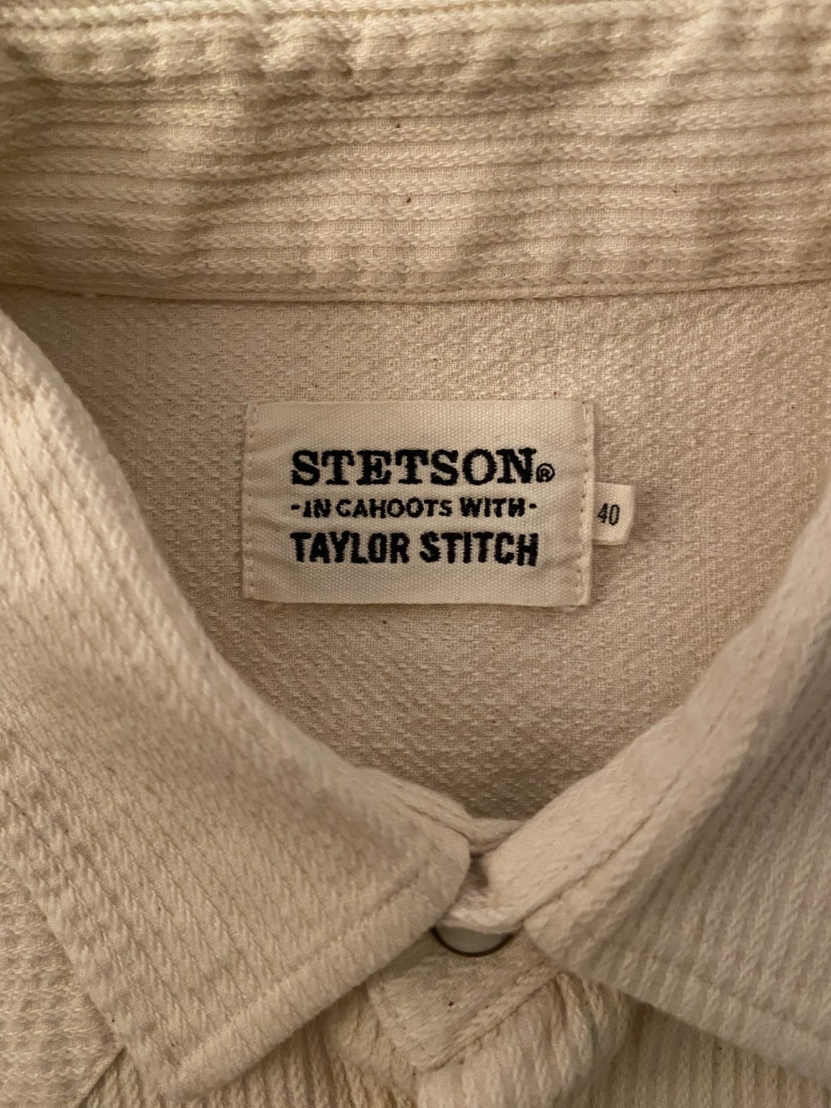 Taylor Stitch Stetson Corduroy Western Shirt in Natural/ White Size 40 (M)