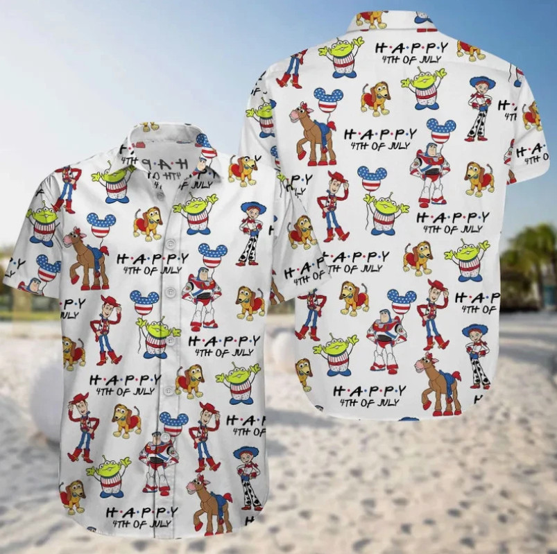 Disney Toy Story Happy 4th July White Hawaiian Shirt
