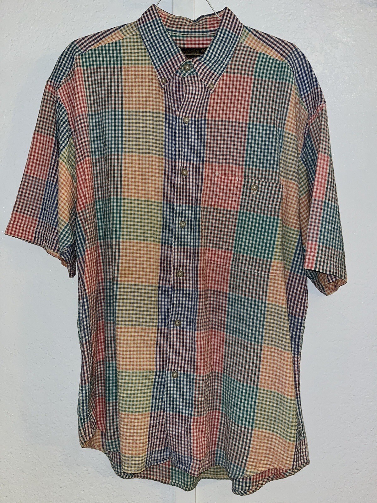 Vintage Eddie Bauer Gingham Colourblock Short Sleeve Size M Shirt