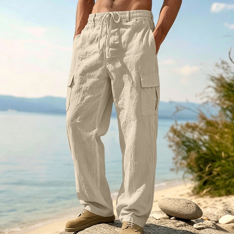Casual Outdoor Breathable Loose Straight Multi-Pocket Cargo Long Pants
