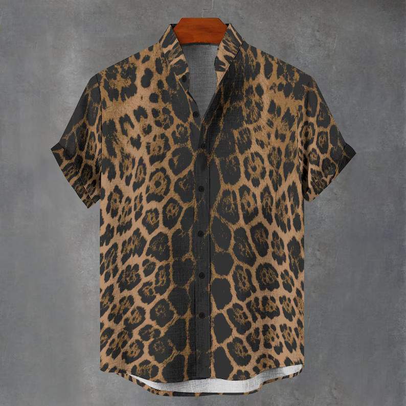 Jaguar Print Hawaiian Shirt Animal Pattern Abstract Beach