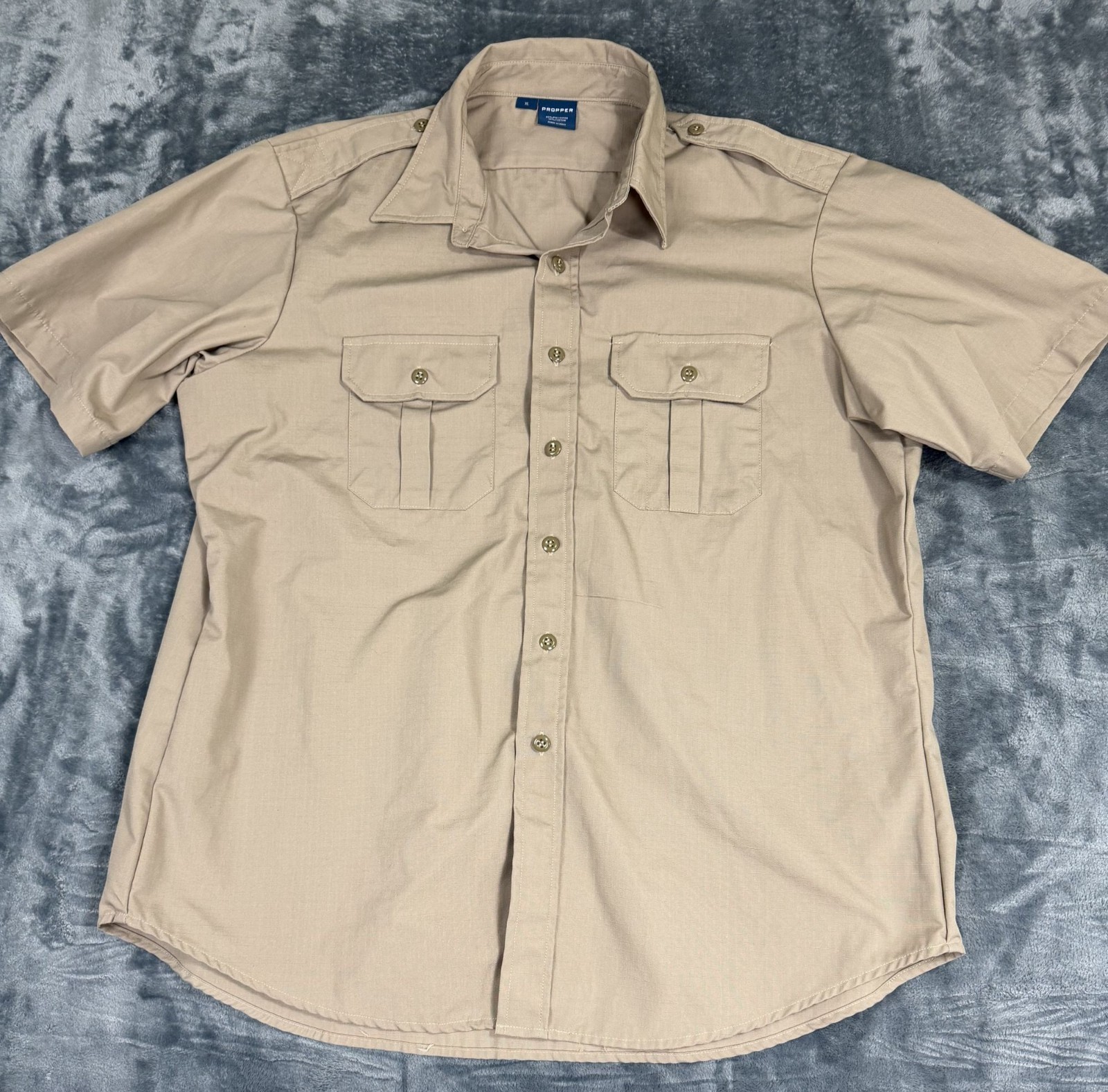 Propper Mens XL Short Sleeve Button-Up Shirt Brown Casual NWOT