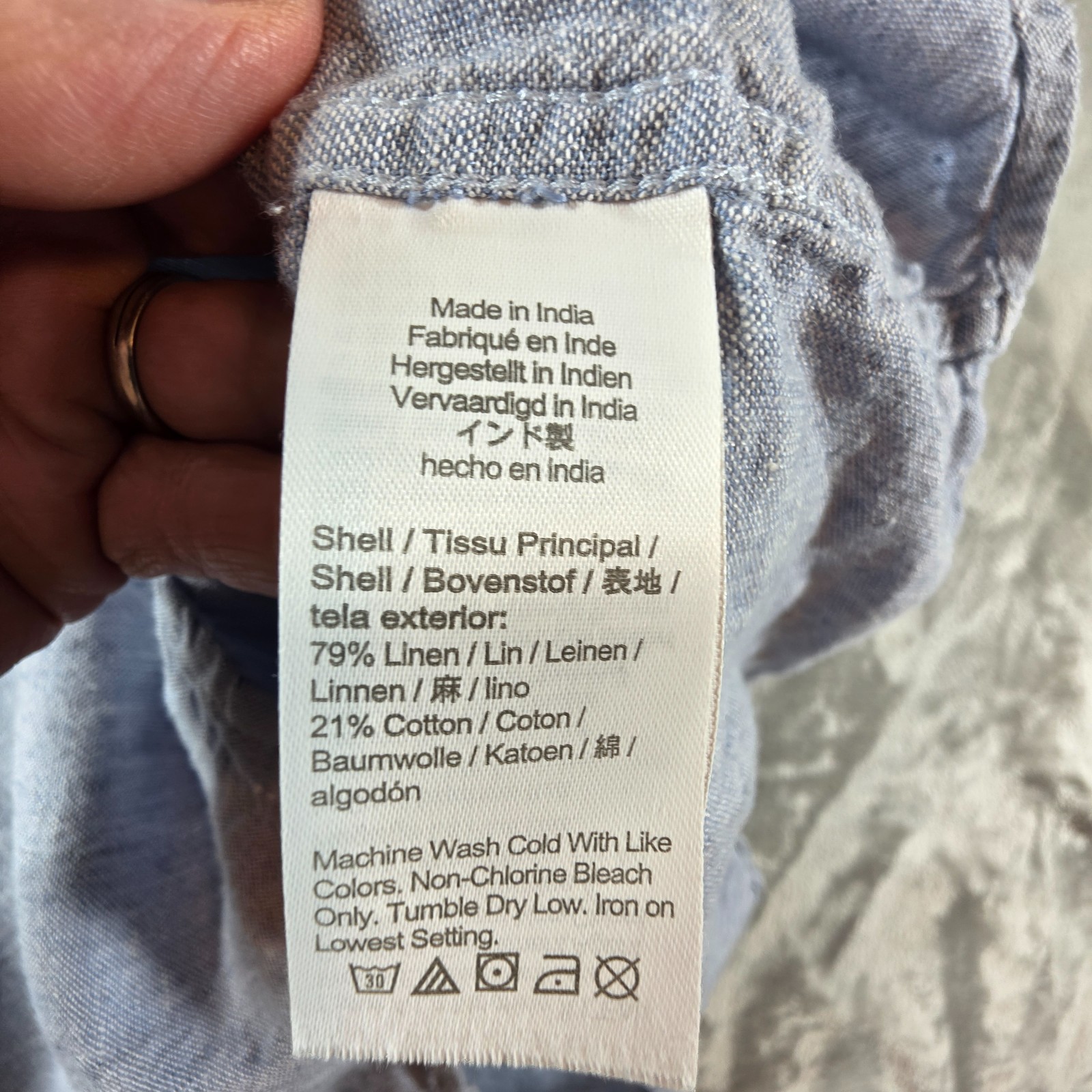 J Crew Mens Medium Slim Fit Linen Cotton Shirt Blue Short Sleeve Button Down