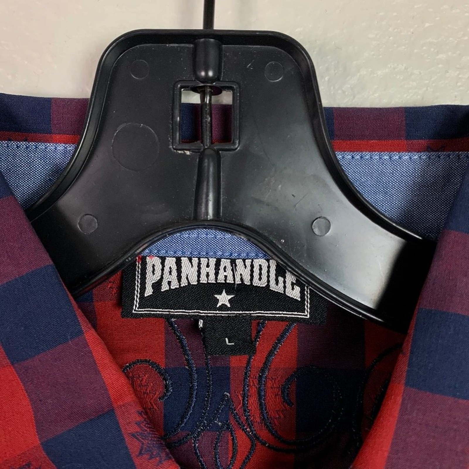 Panhandle Slim Men’s Red/Blue Plaid Pearl Snap Western Shirt Size Large