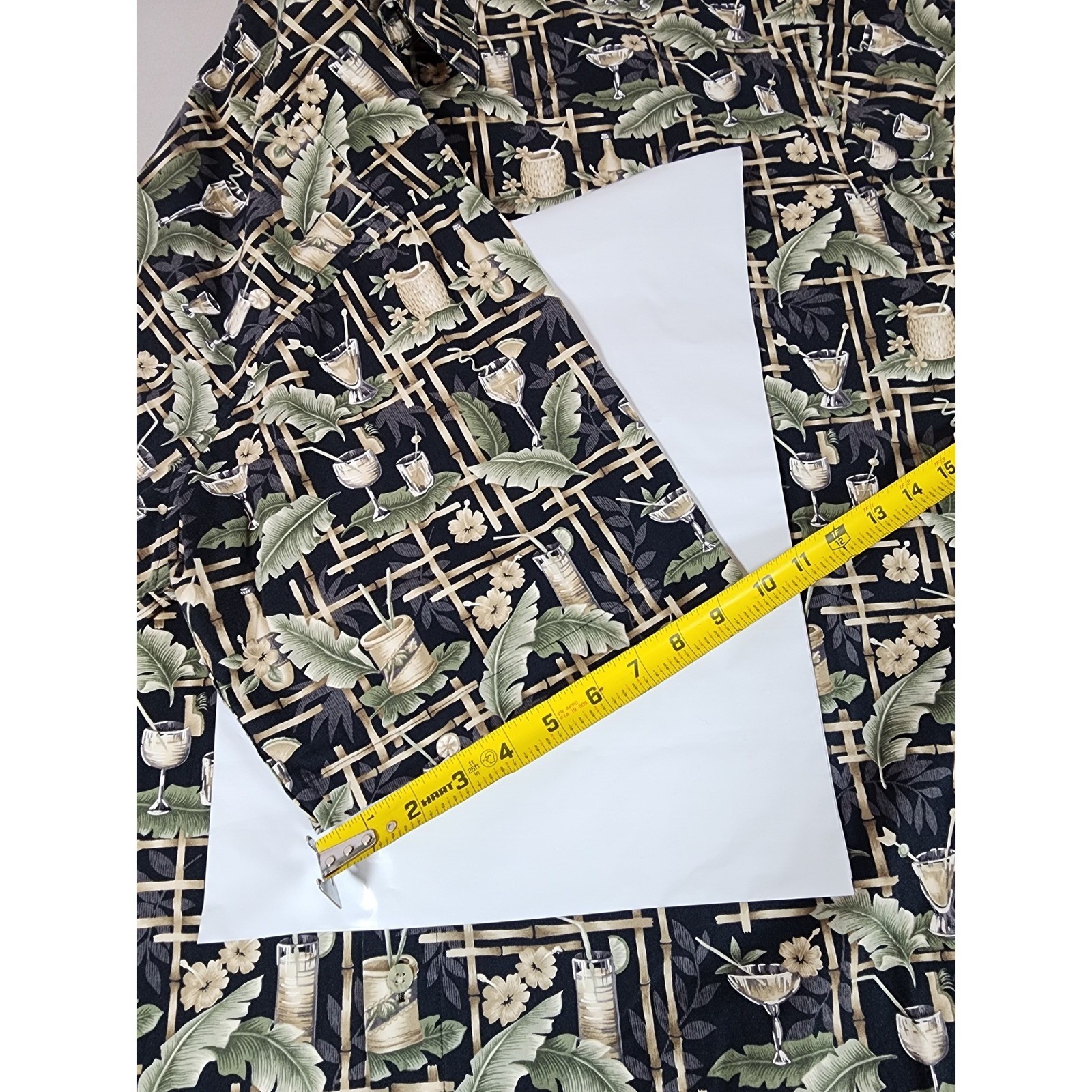 Half Moon Bay Mens 3XLT Tropical Cocktail Tiki Bamboo Print Cotton Aloha Shirt