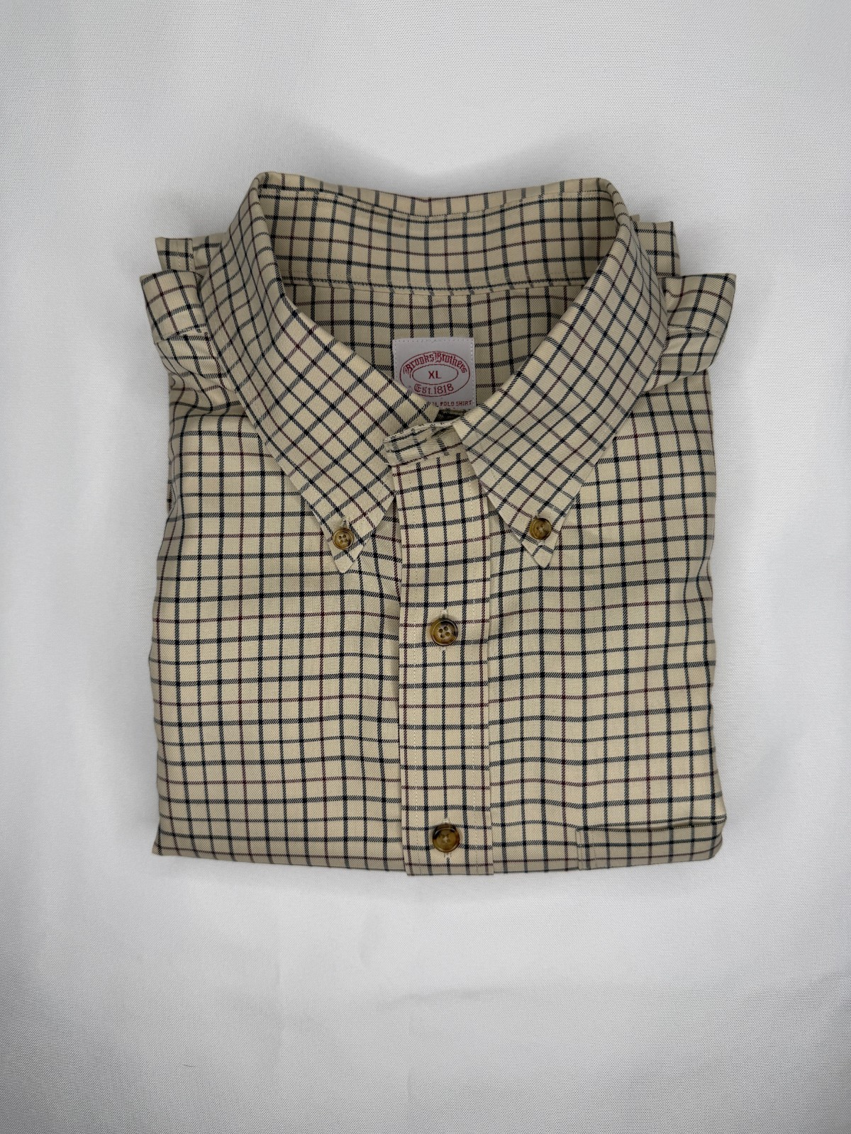 Brooks Brothers Men’s XL Non-Iron Cotton Tattersall Check Button-Down Shirt