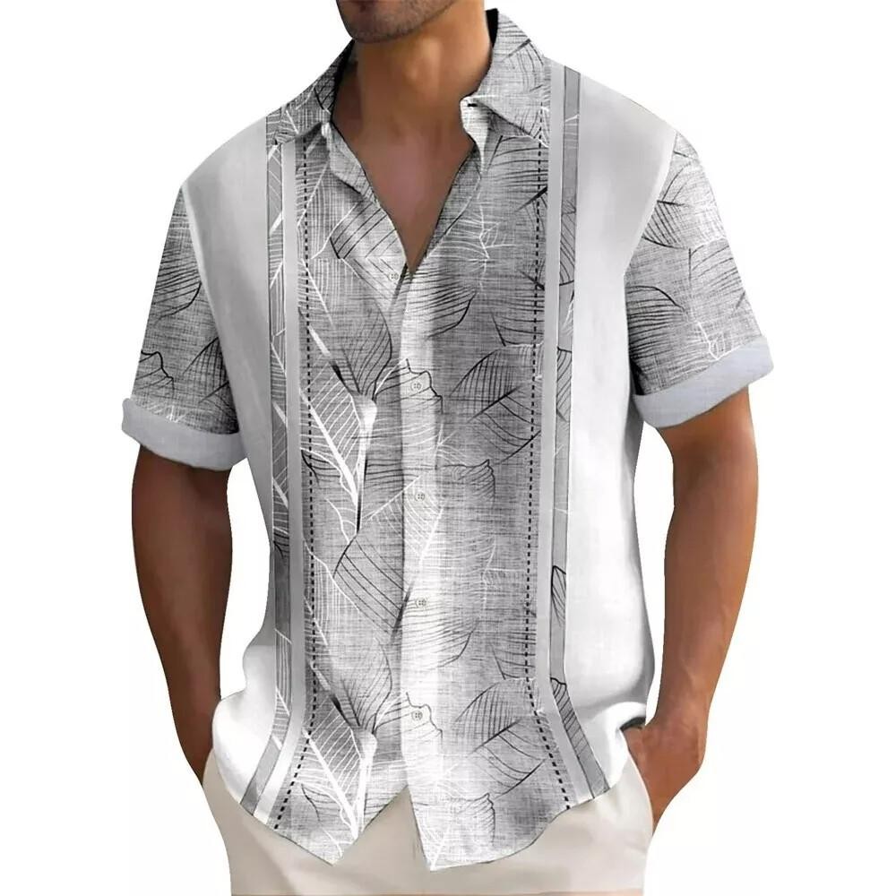 Men’s Casual Short Sleeve Guayabera Cuban Beach Wedding Button-up Dress Shirt
