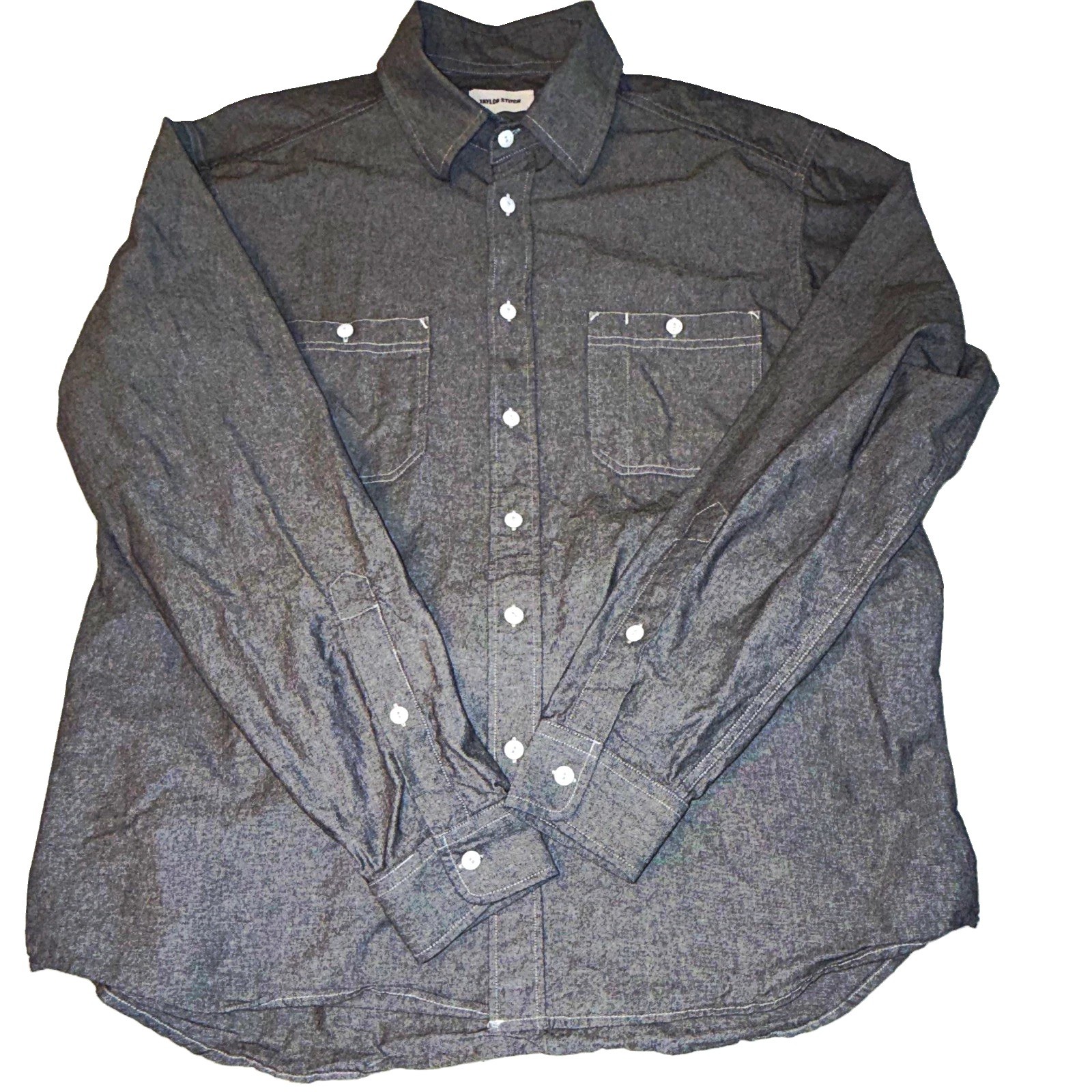 Taylor Stitch California Charcoal Everyday Chambray Work Shirt Organic Cotton 46