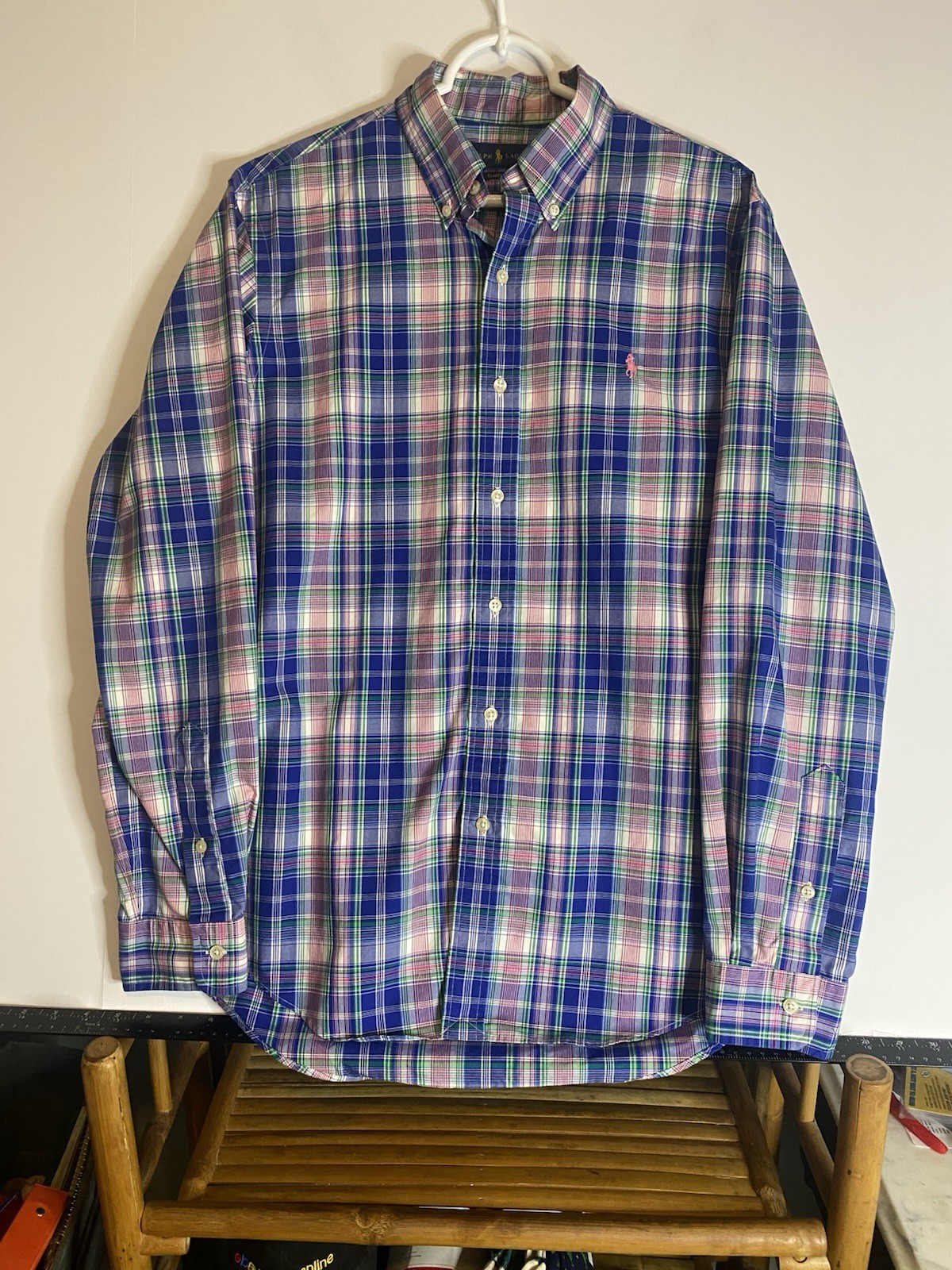455-Ralph Lauren Men’s Regular Fit Long Sleeve Button Down Shirt Size Medium