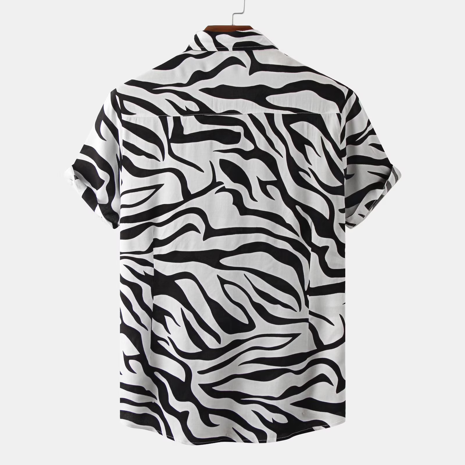 Mens Hawaiian Shirt Zebra Cheetah Animal Print Button Up Collar Beach Tropical
