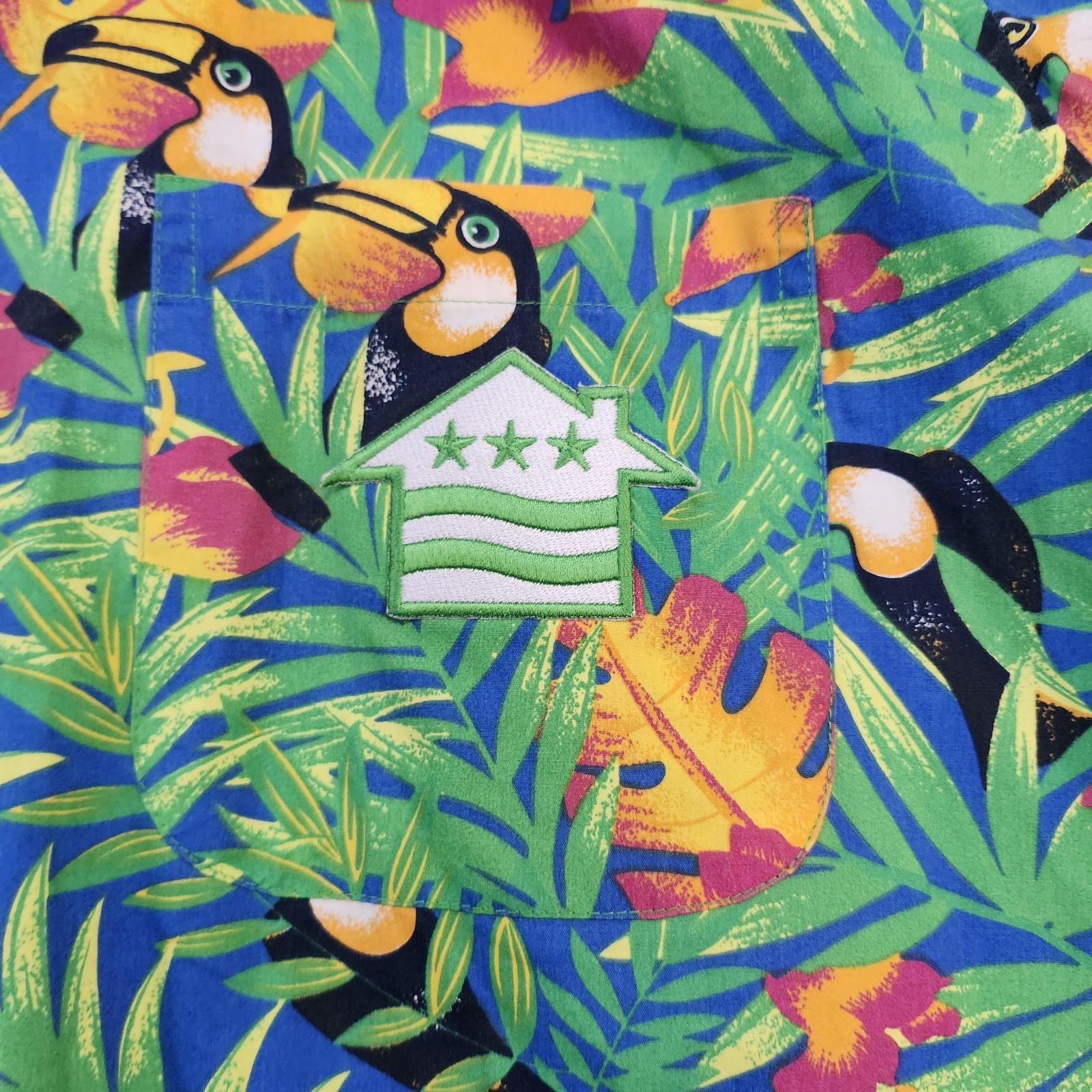 Blue Generation Shirt Mens 2XL Toucan Tropical Hawaiian Short Sleeve Button