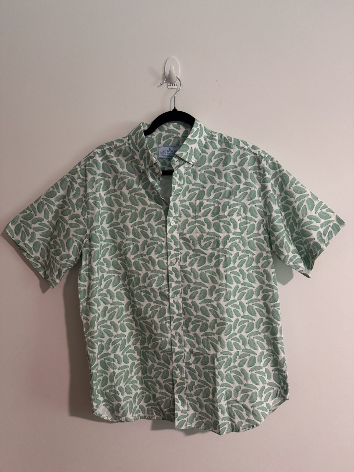 Bird Dog Bay Button Down Shirt Sz Large Palm Fronds All Over Print 100% Cotton