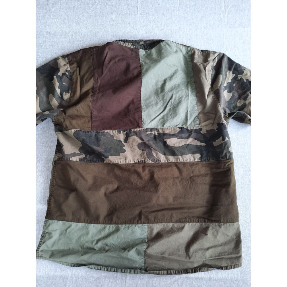 Dope Men 2XL Utility Camp Military Green Button Shirt Short Sleeve Pure Cotton