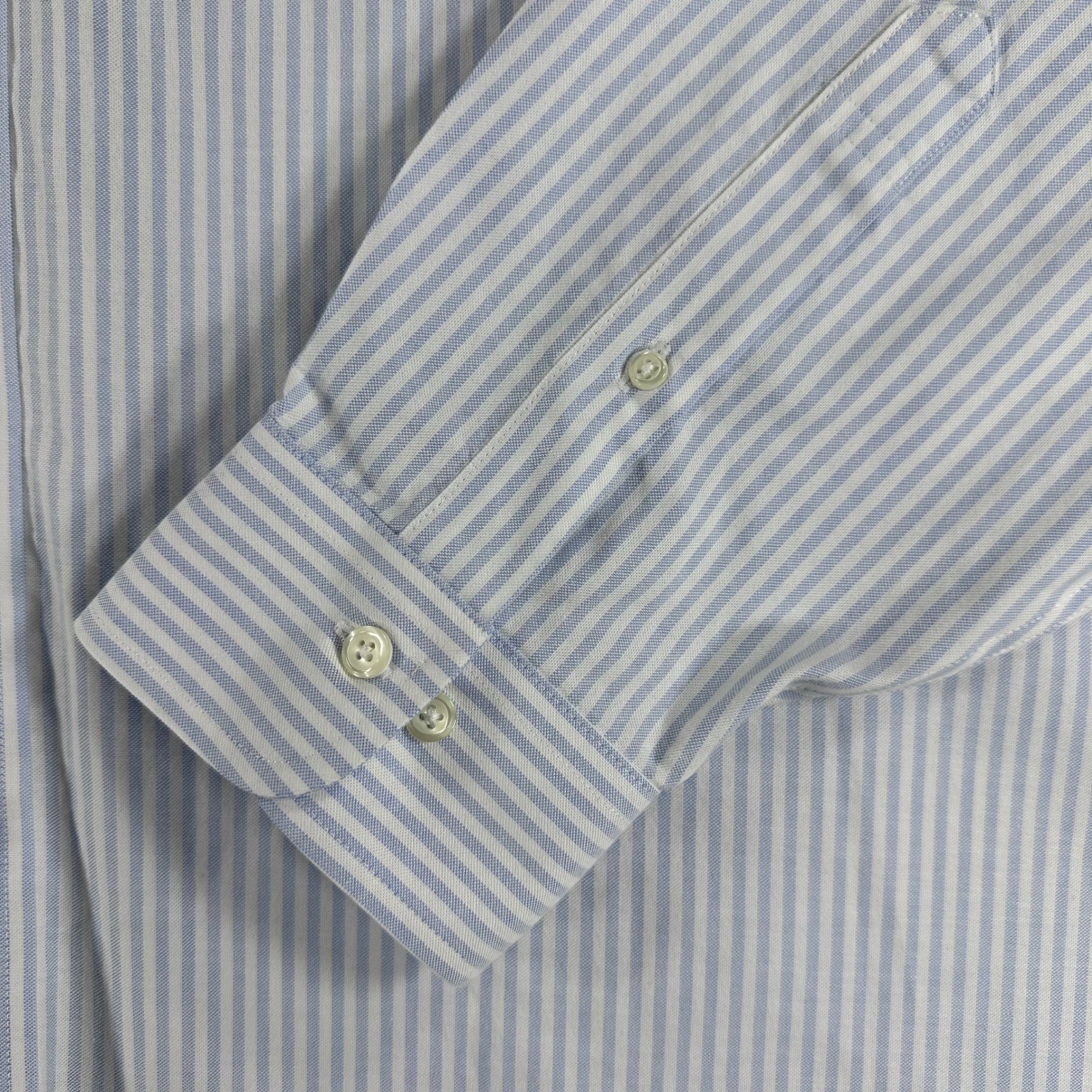 Brooks Brothers Button Down Mens XXL 2XL Blue Striped Non-Iron Stretch Shirt