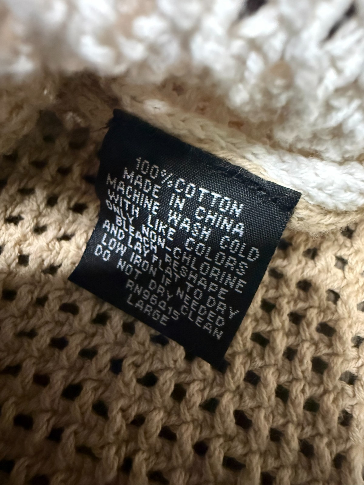 Massive Luxury Edition Button Down Mens Size Large Beige Tan Crochet Knit Shirt