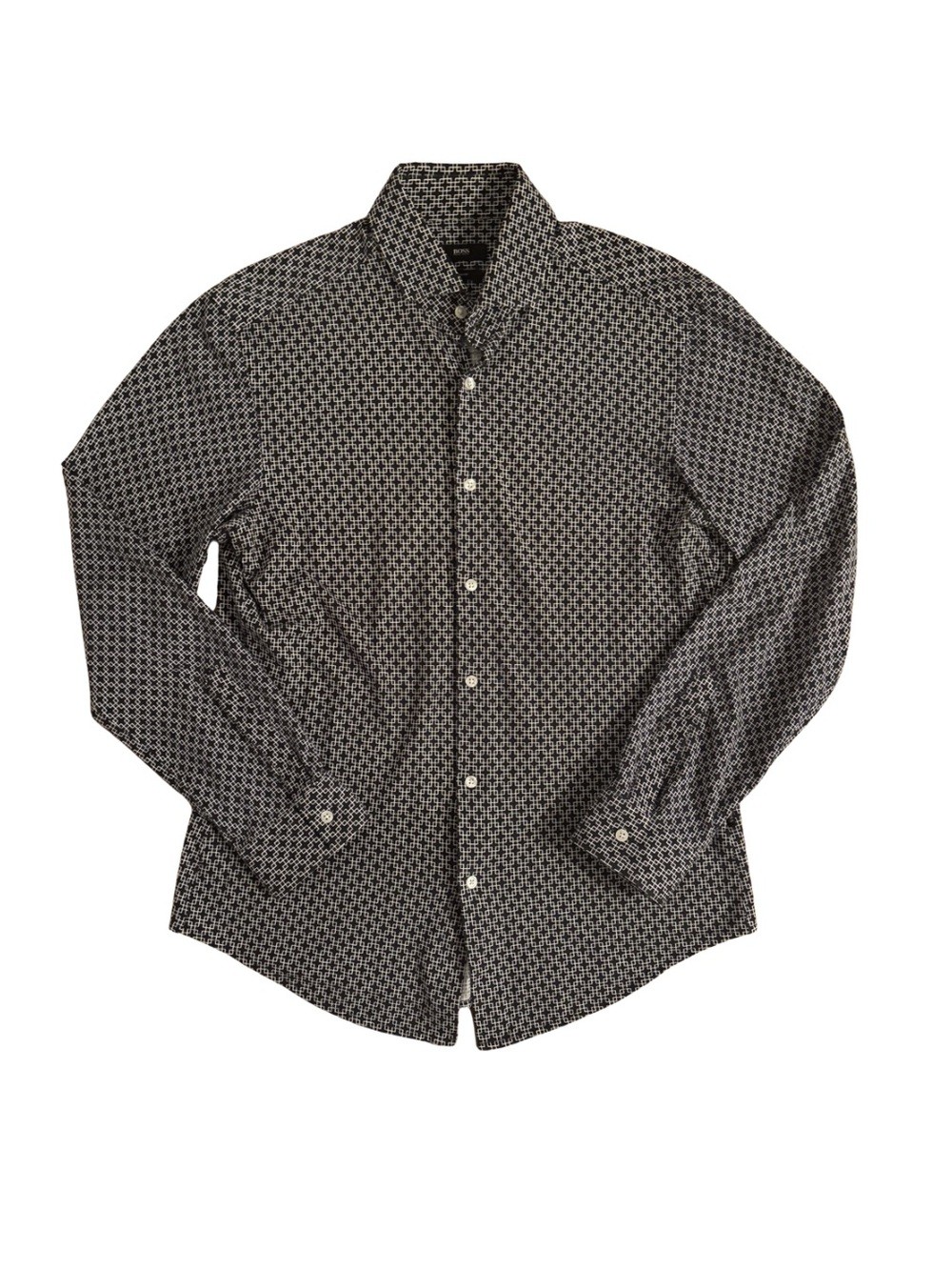 Hugo Boss Navy Interlock Stretch Button-Down Shirt