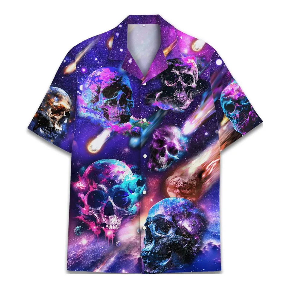 Solar Eclipse Moon Skull Galaxy Space Planet Hawaiian Shirt
