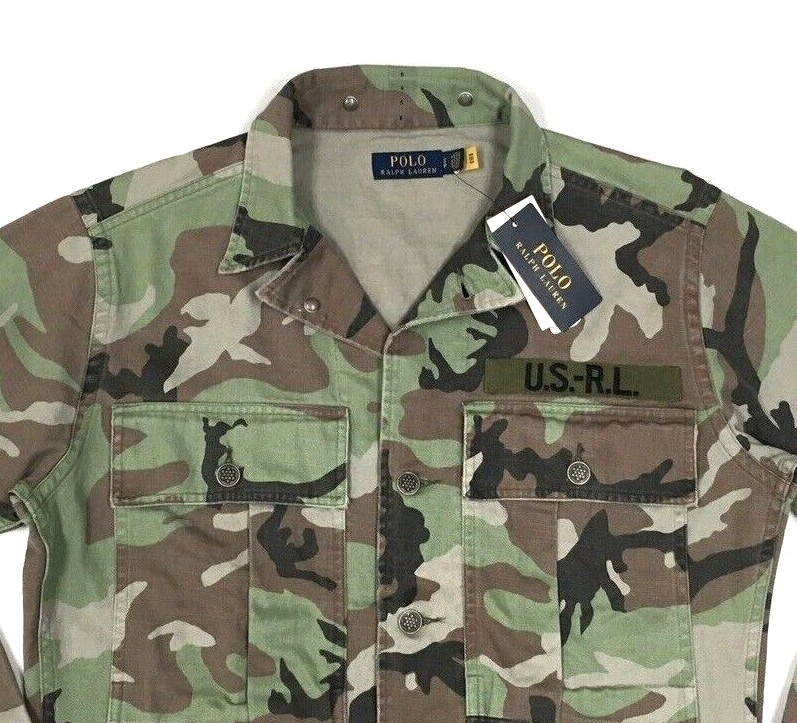 Polo Ralph Lauren B&T Military Army Camo Officer Soldier Shirt Jacket Overshirt