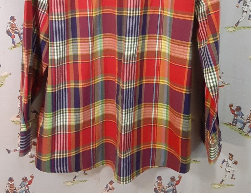 🎣 ORVIS Signature Collection Mens LS Multicolor Plaid Cotton Shirt Size Large