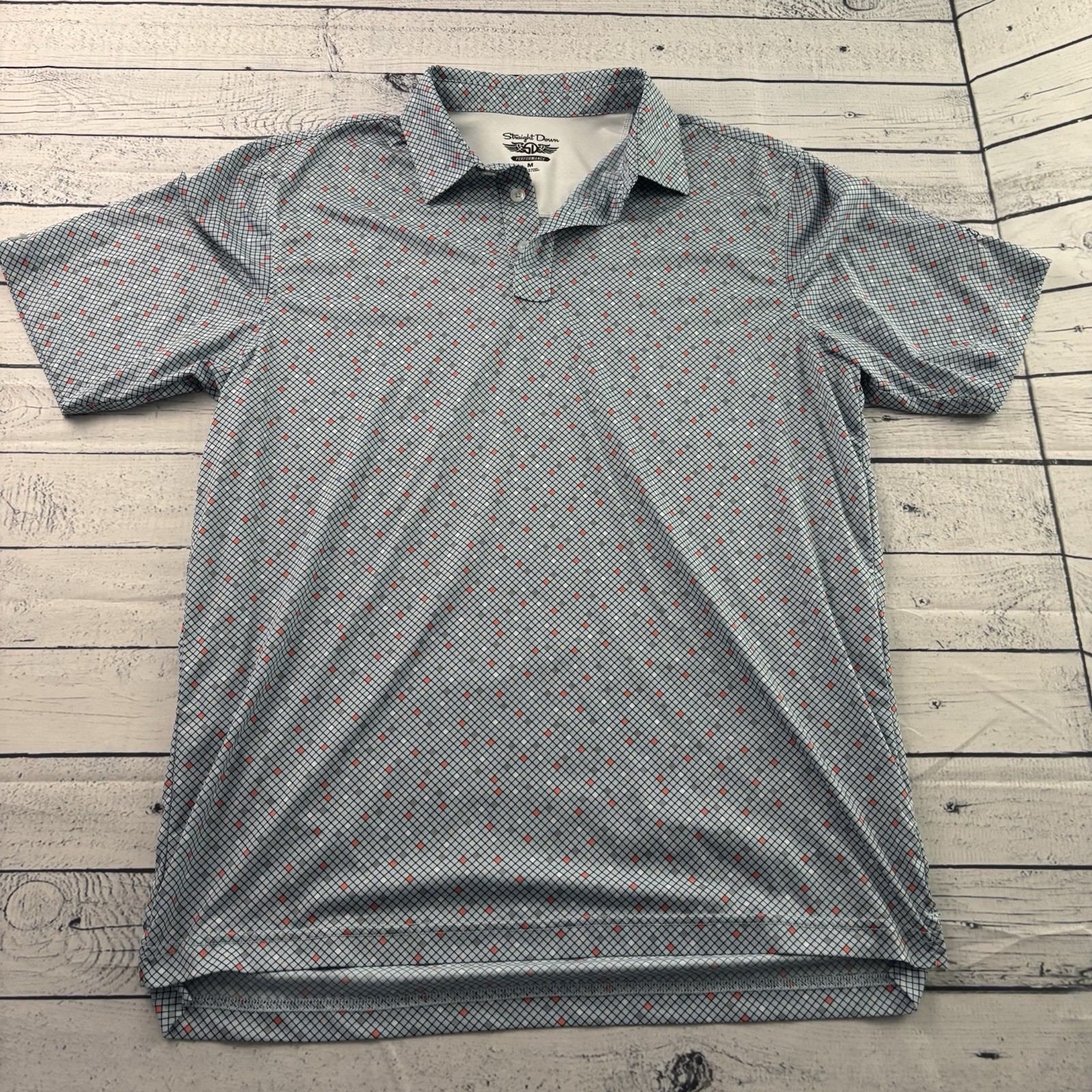 Straight Down Performance Short Sleeve Golf Polo Shirt Men’s Medium Blue