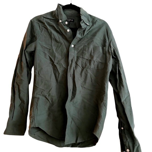 J Crew Mercantile Flex Button Down Shirt Men S Green Long Sleeve 100% Cotton