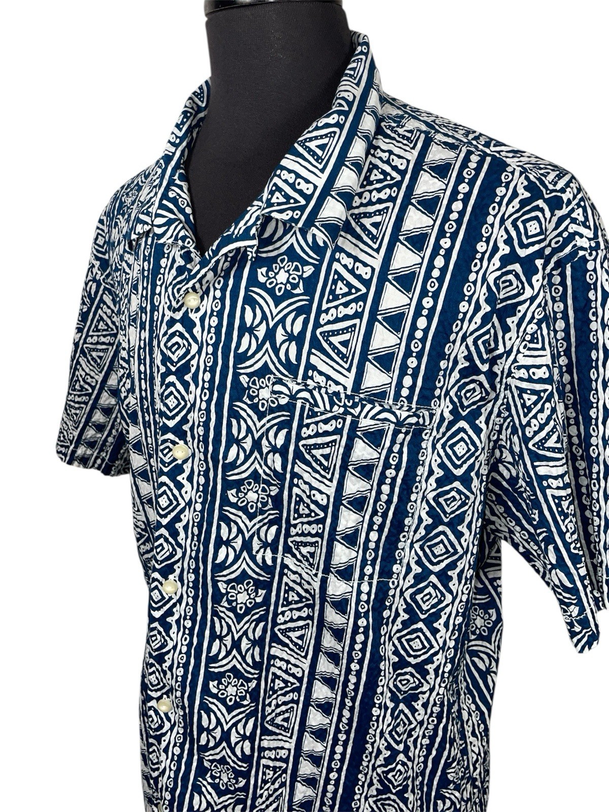 SUMMER READY TOMMY BAHAMA SEERSUCKER HAWAIIAN CAMP SHIRT SZ XL