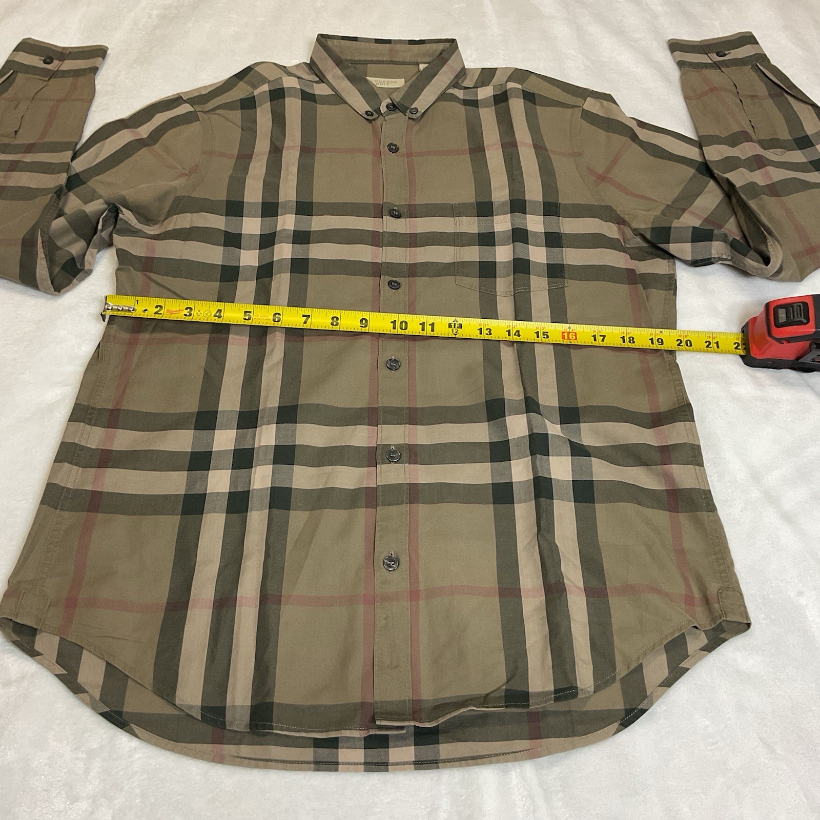 BURBERRY Shirt Check Men Size Medium Beige Color Way