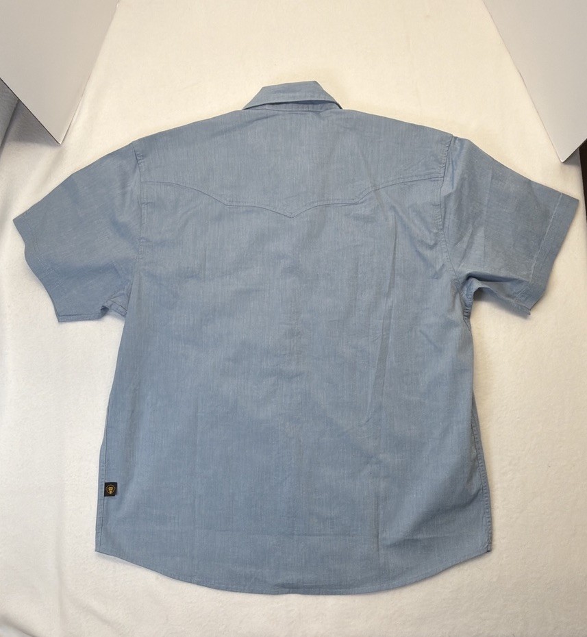 NWOT Howler Brothers Crosscut Deluxe Snap Volts Shirt Sz M Blue Chambray Western