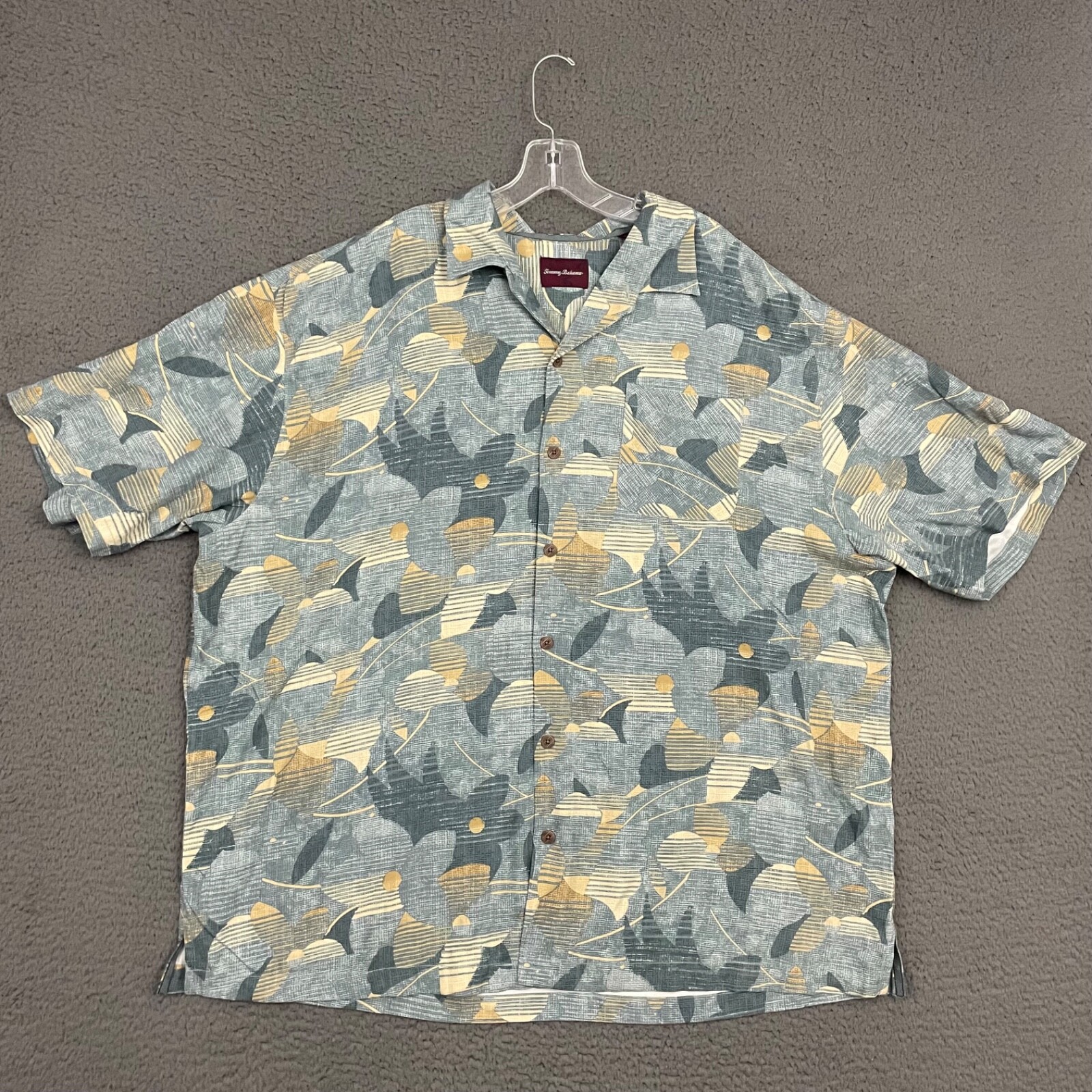 Tommy Bahama Shirt Mens 2XL Multicolor Floral Abstract Silk Hawaiian Dad Casual