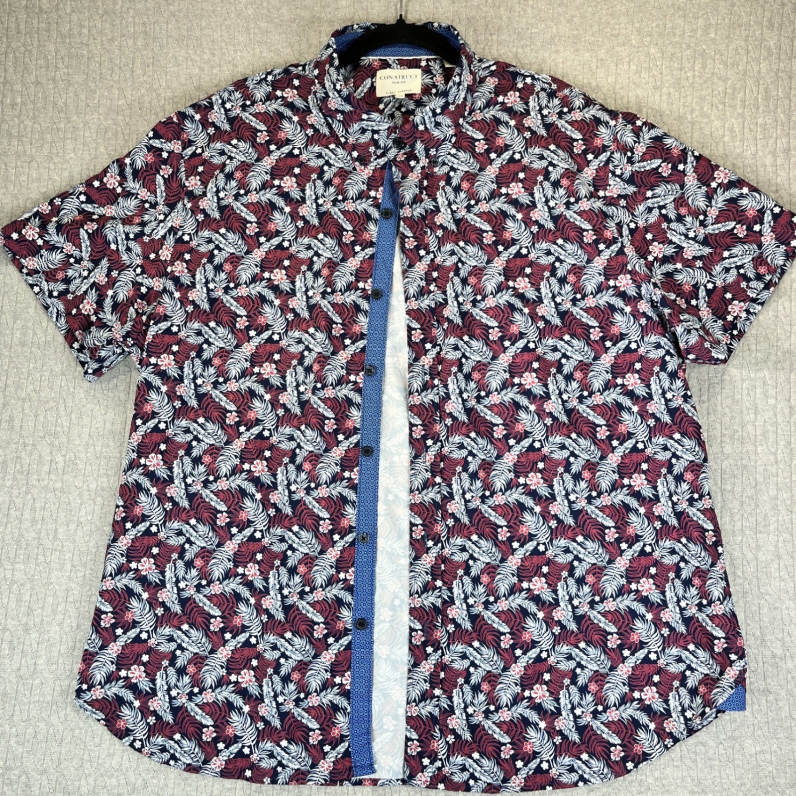 CON.STRUCT new without tags Dress Shirt Men XXL Geo Floral Short Sleeve