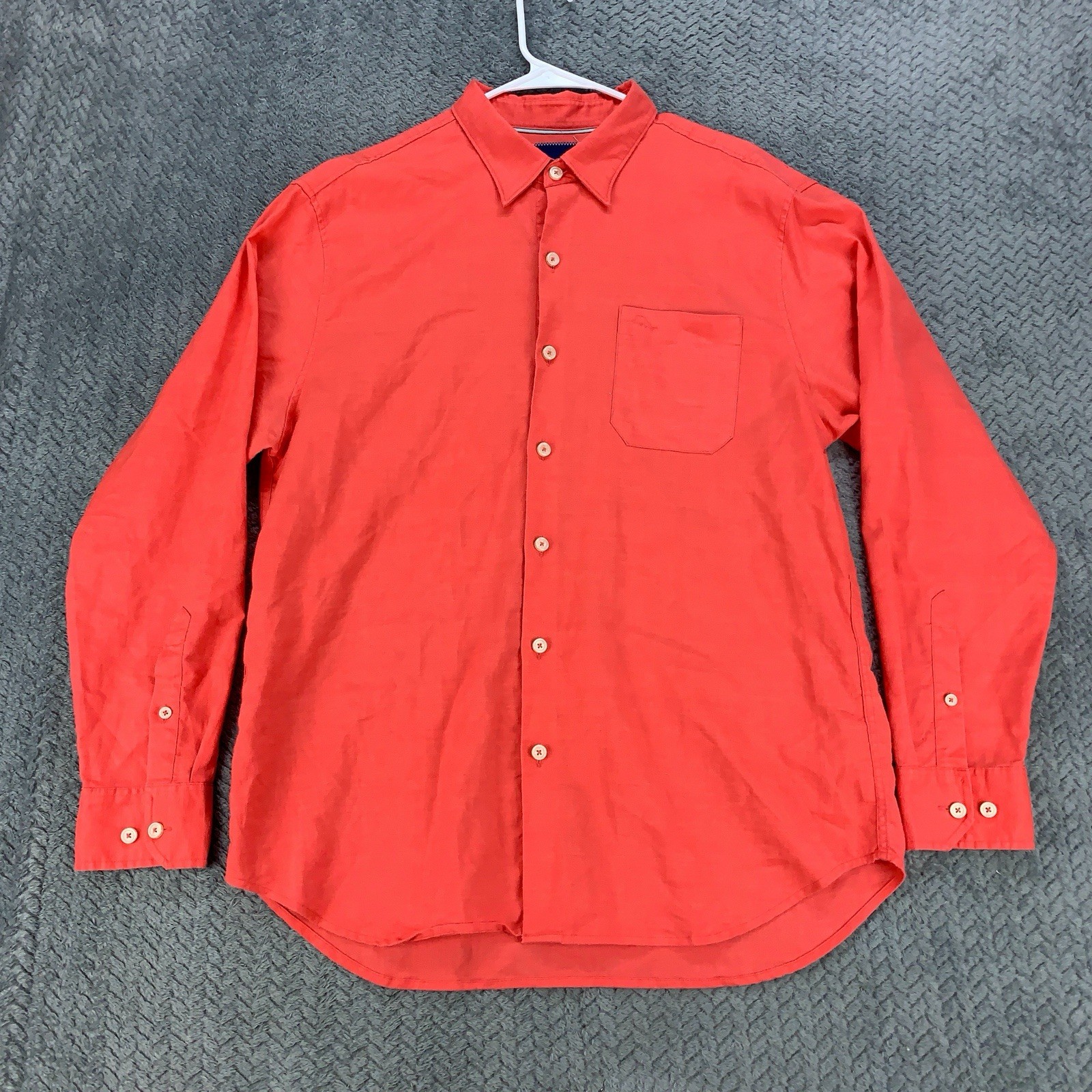 Tommy Bahama Shirt Mens Large Salmon Linen Blend Long Sleeve Button Front Casual