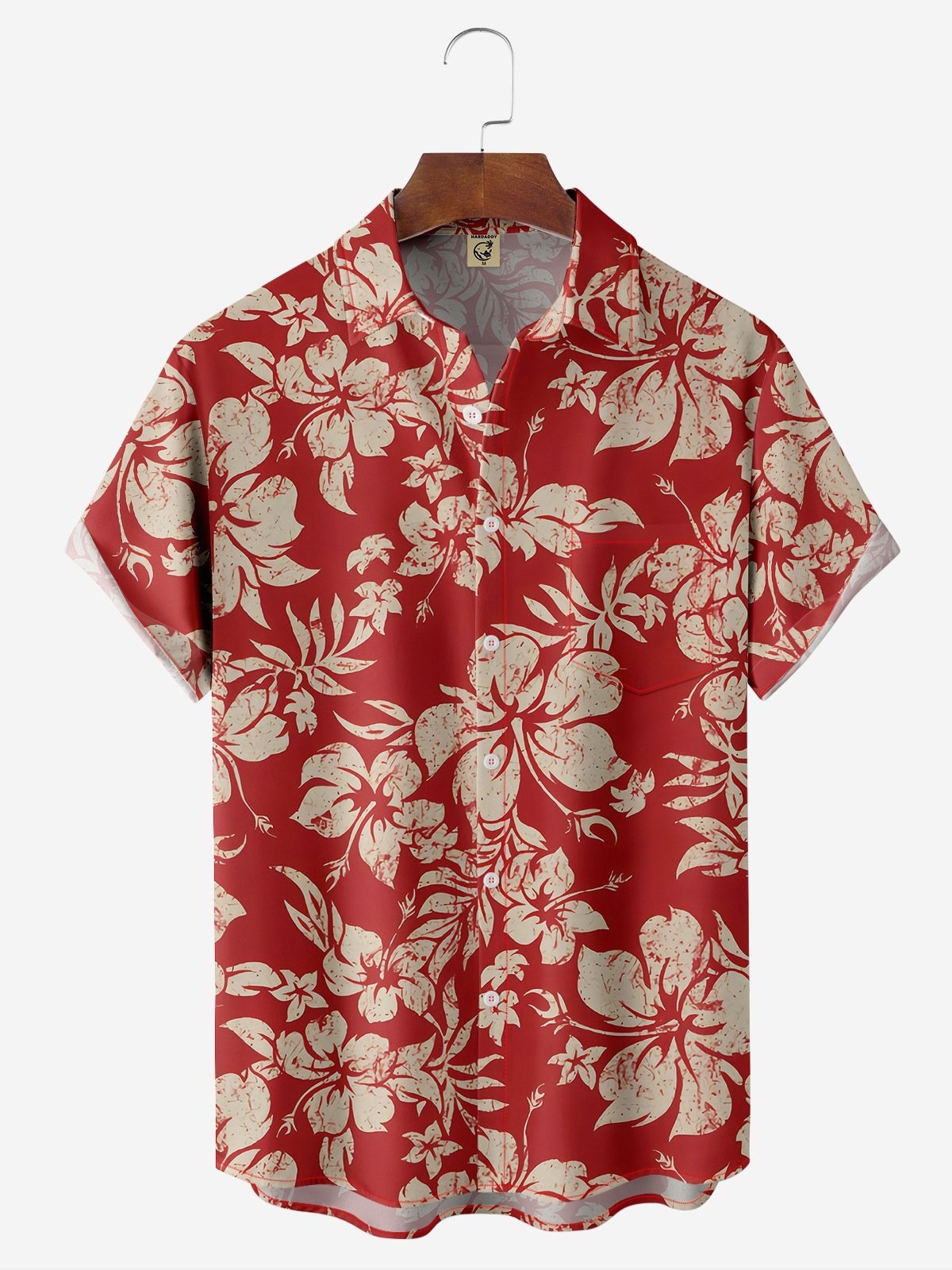 Holiday Style Hawaiian Series Plant Flower Leaf Element Lapel Shirt