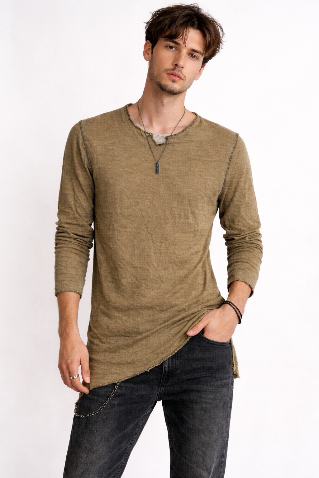 Takeo Kikuchi Asymmetrical Long Sleeve Top Grunge Streetwear Japanese Raw Hem