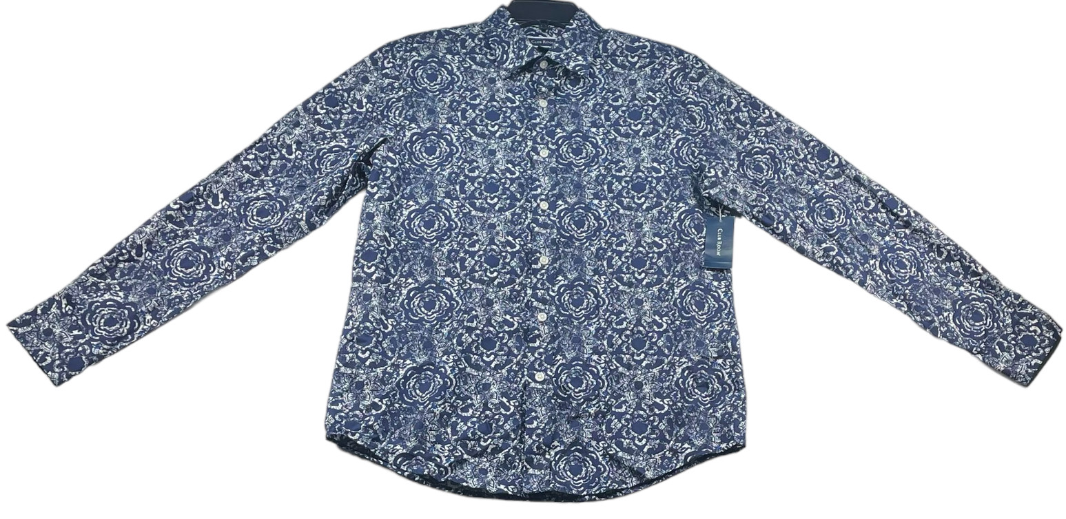 Club Room Button Down Shirt Mens size Small Blue Floral Cotton Long Sleeve New