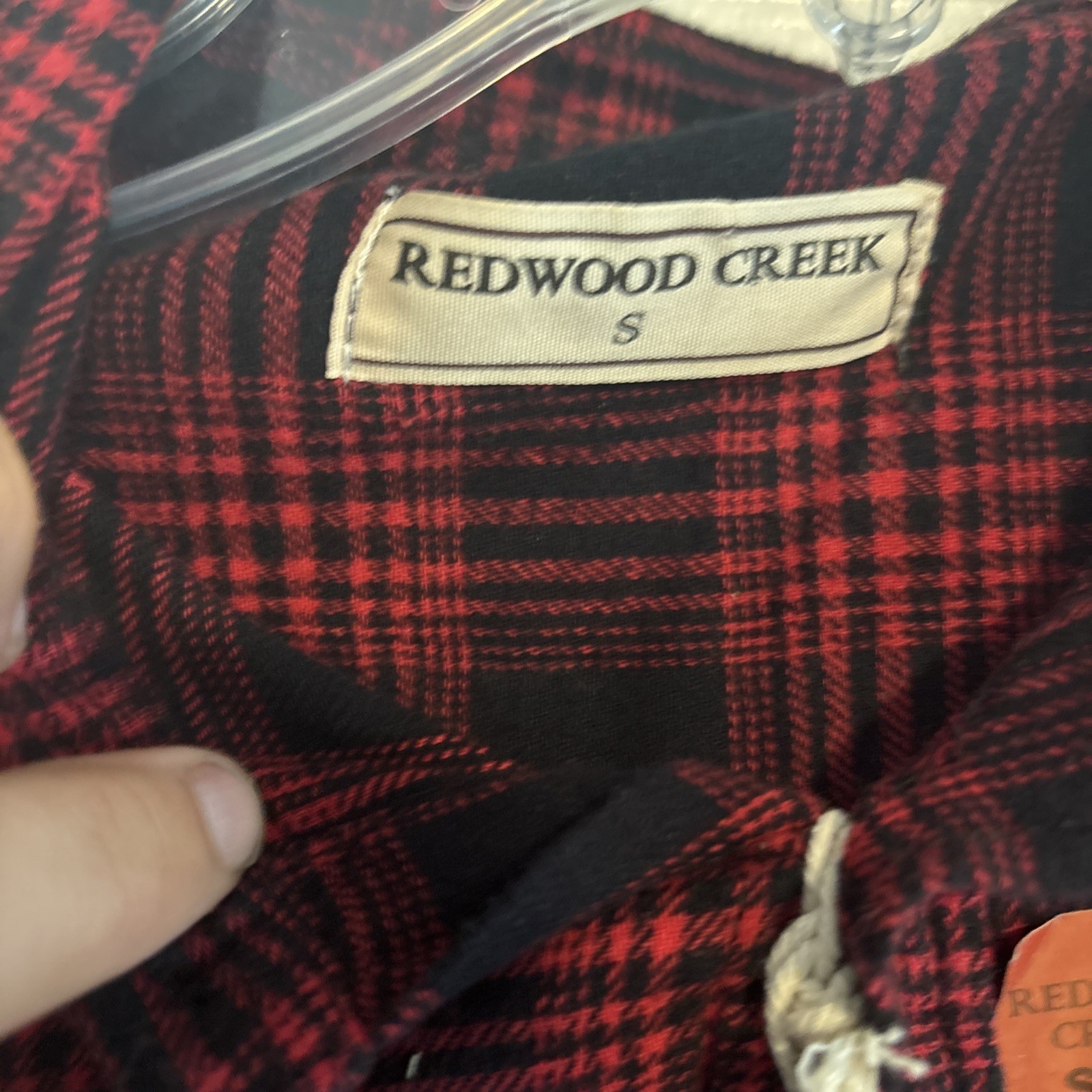 Redwood Creek Flannel Plaid Shirt Red Black Mens Small New With Tag
