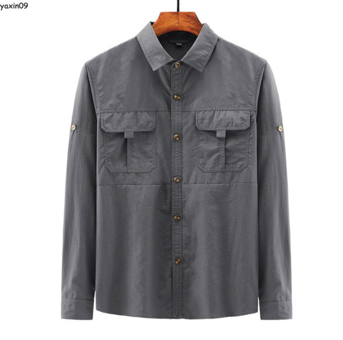 Men’s Quick Dry Fishing Shirt Nylon Travel Camping Hiking Tops Workwear Shirts