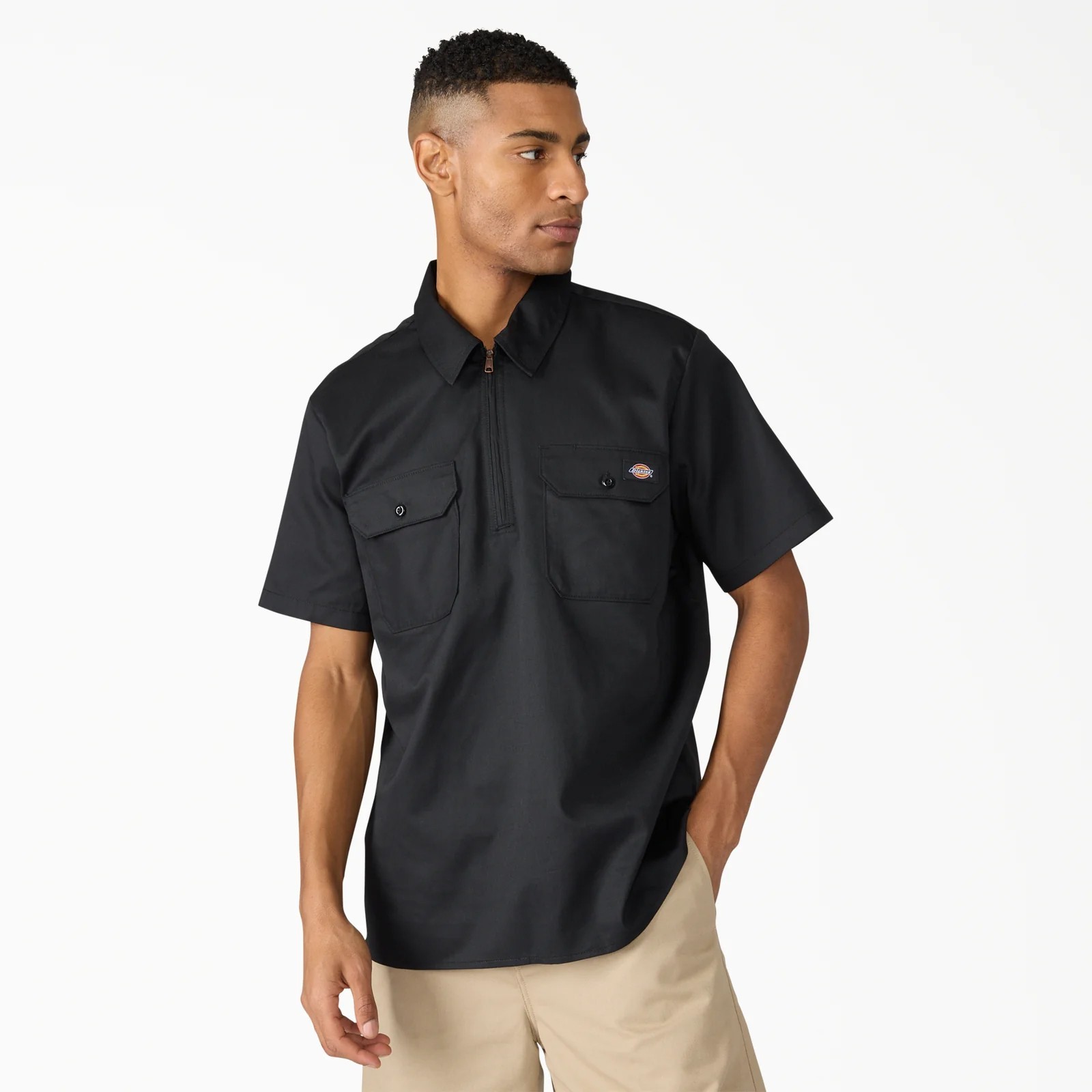 Dickies Men’s Short Sleeve 1/4 Work Zip Shirt w/Pocket (S-3XL)
