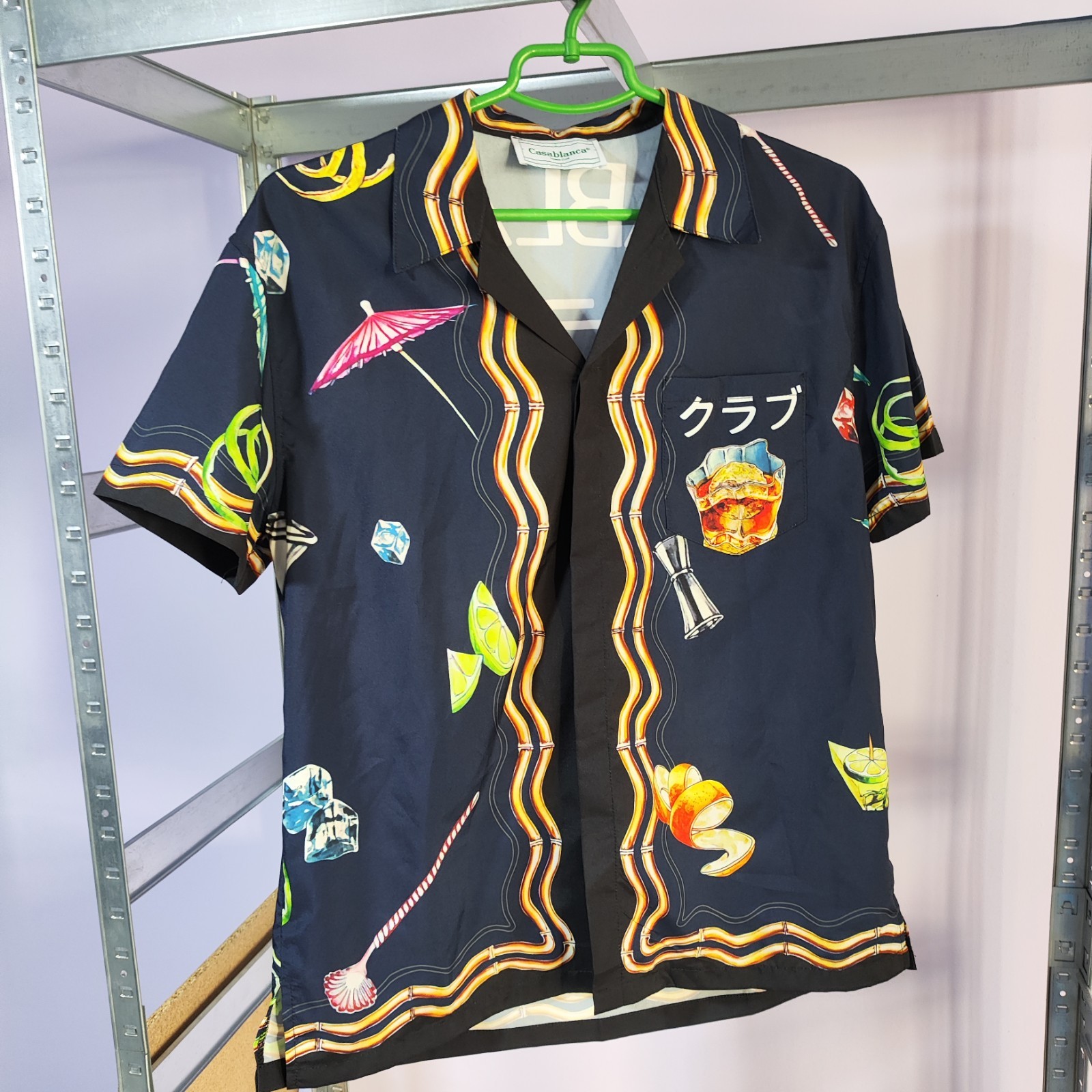 🥃 Casablanca Cocktail Print Silk Resort Shirt Black – Size M
