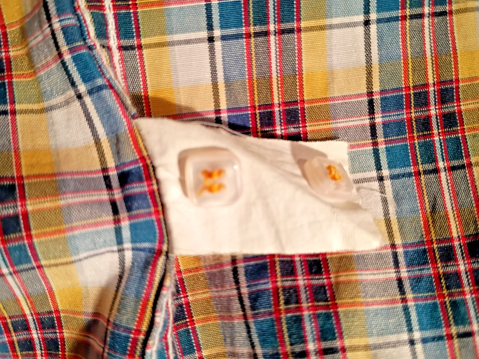 Enzo Made in Italy Button Up Mustard Teal Plaid Shirt Size M/L Convertible Cuff