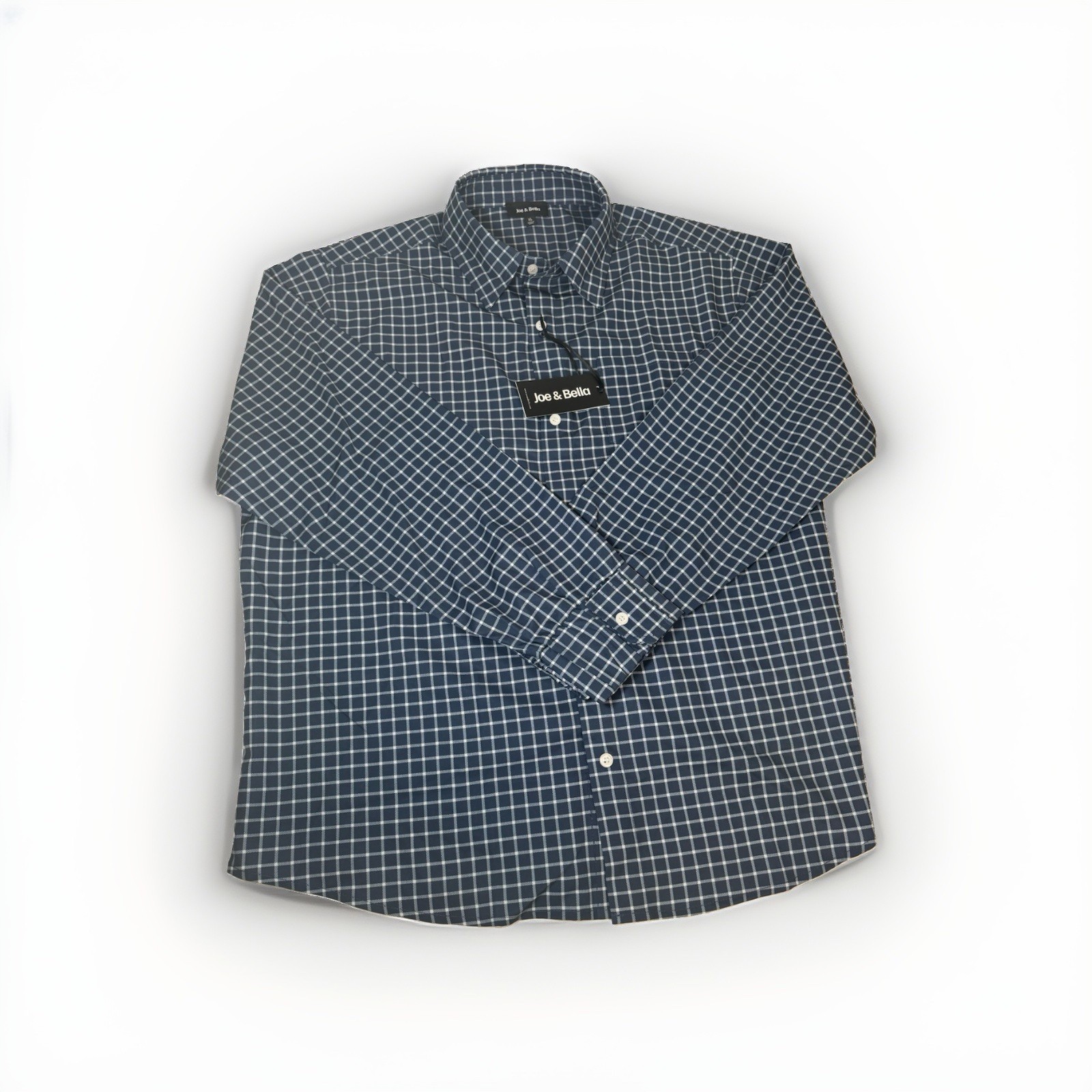 Joe & Bella Magnetic Button Shirt Mens XL NWT Blue Check Adaptive Long Sleeves