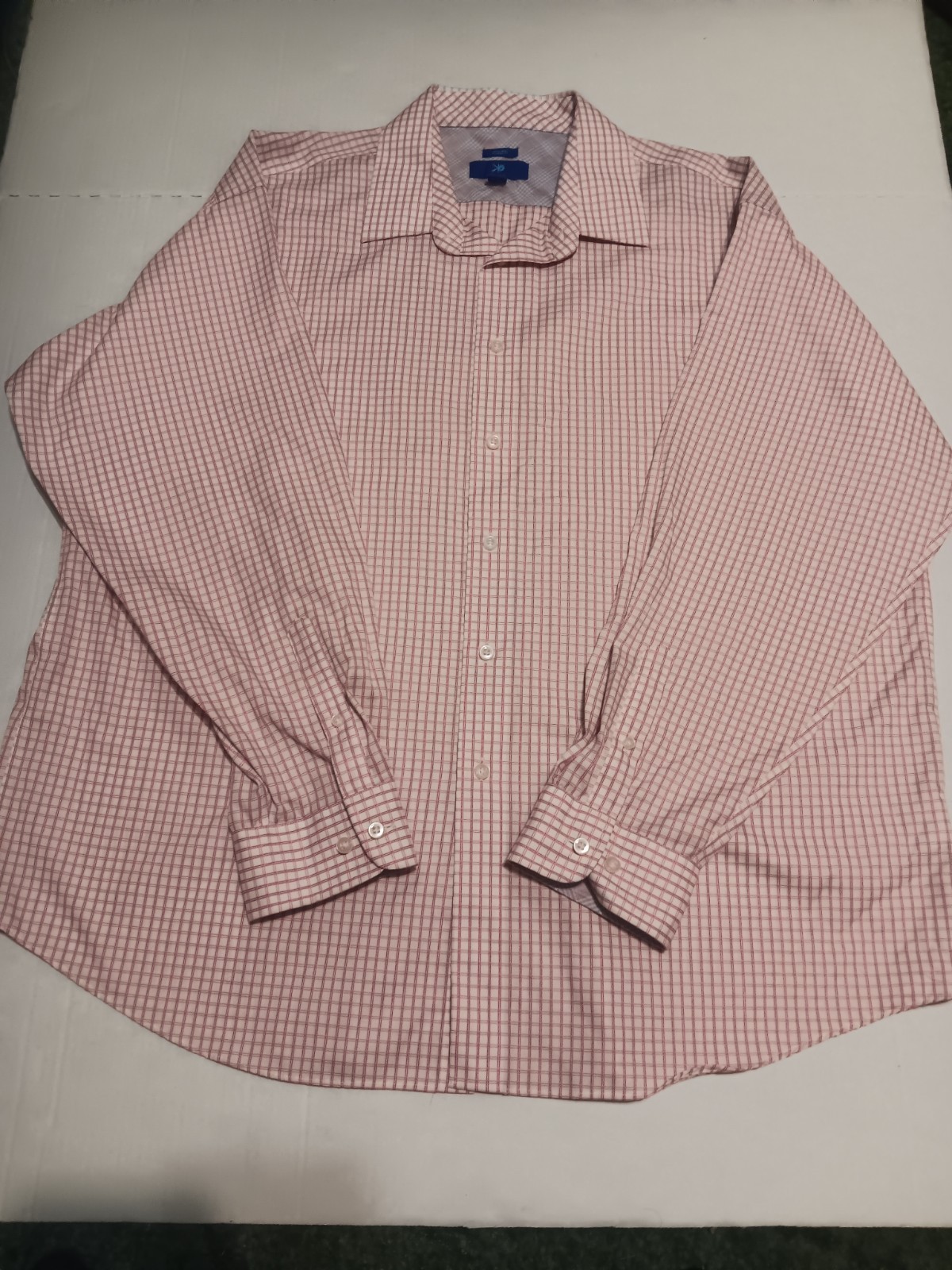 Egara Long Sleeve Shirt, Plaid, Men’s Size XL, Pink Classic Fit 100% Cotton 2X