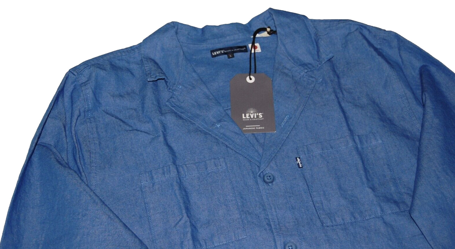 Levis Made and Crafted Men’s Japanese Fabric Two Pocket Camp Blue Shirt Size L