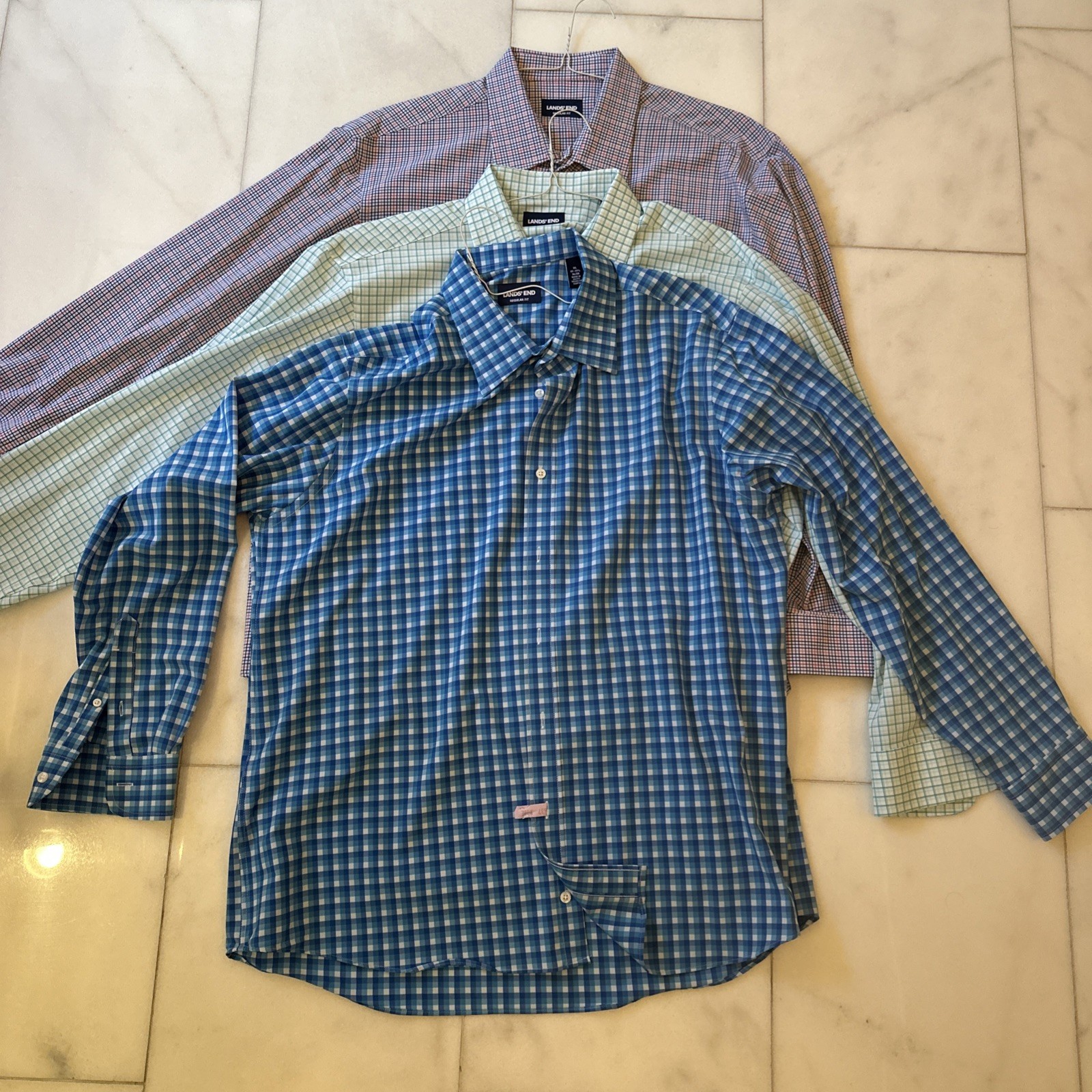 Lands’ End Men’s Button-Down Shirt Size XL (17-17 1/2) 34/35, LOT OF 3
