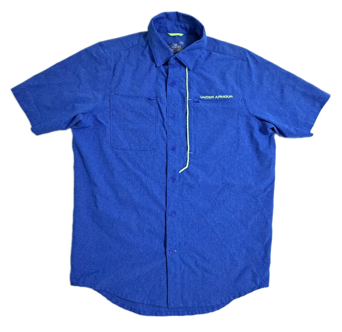 Under Armour Men’s Small Outdoor Fishing Boating Shirt Blue Button Loose