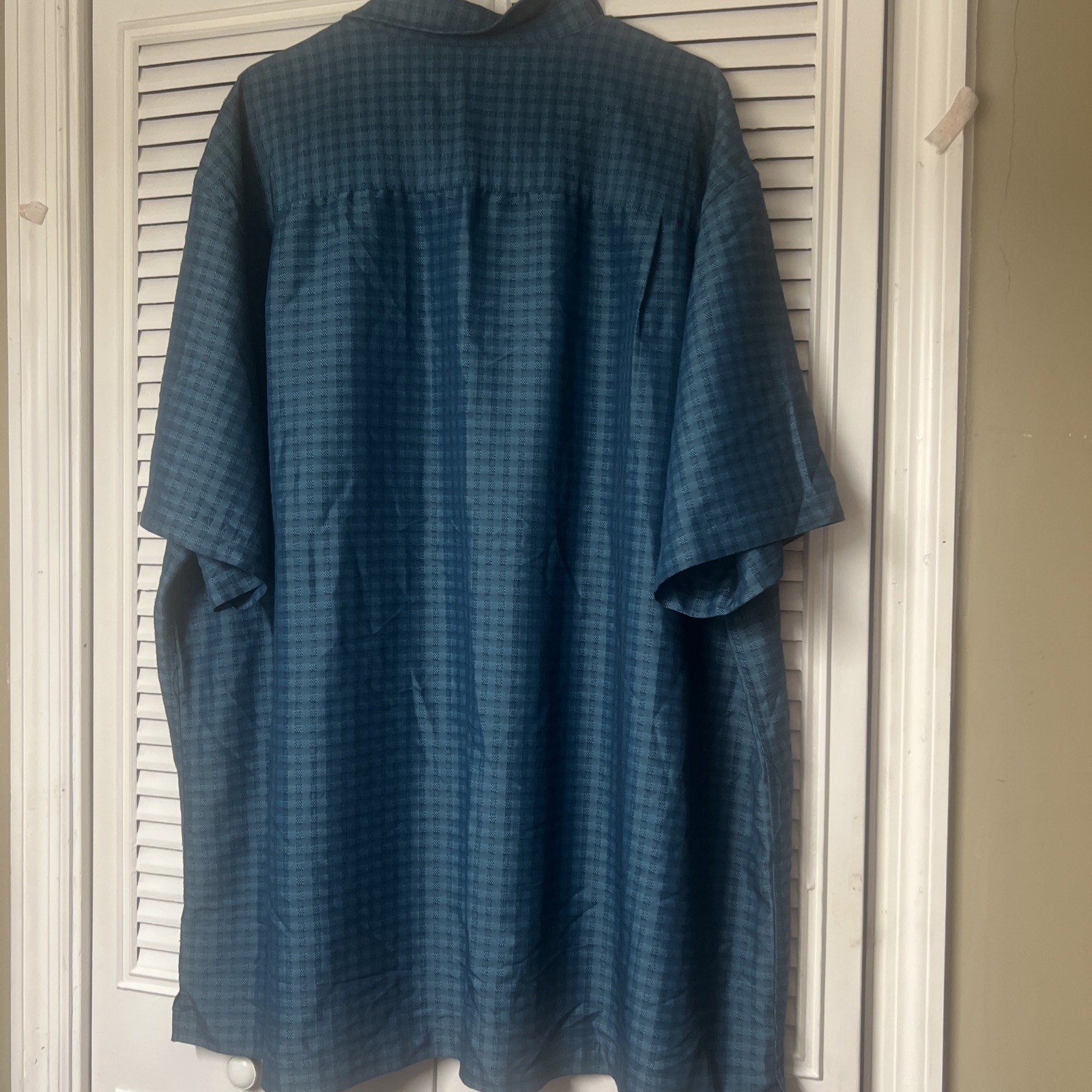 Mens Van Heusen Blue Weaved Short Sleeve Dress Shirt 3XL Nwot Button Down